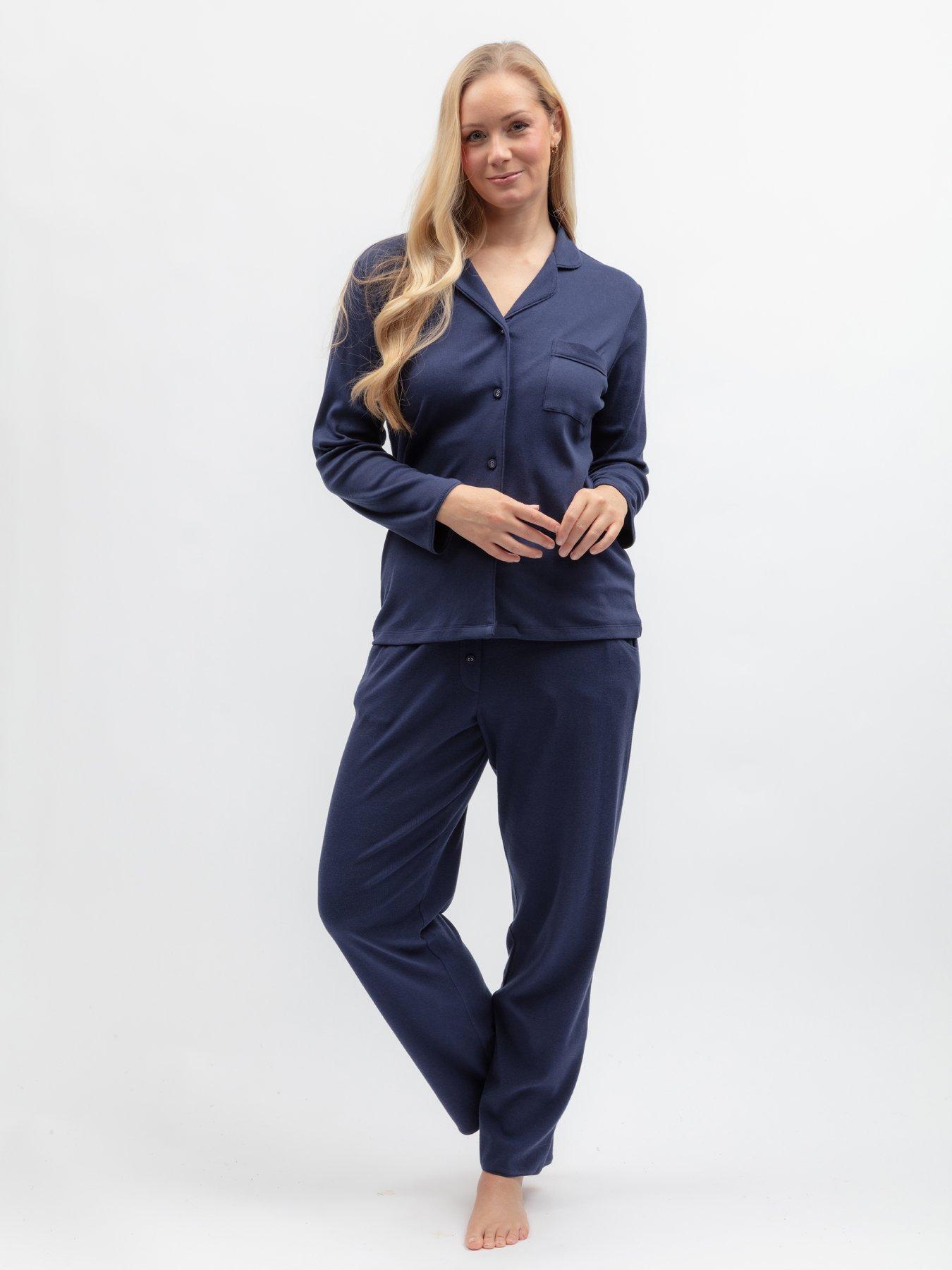 Image 3 of 6 of Cyberjammies Celestial Nights Navy Revere 2X2 Ribbed Jersey L/Slv Pyjama Top &amp; Bottoms Set