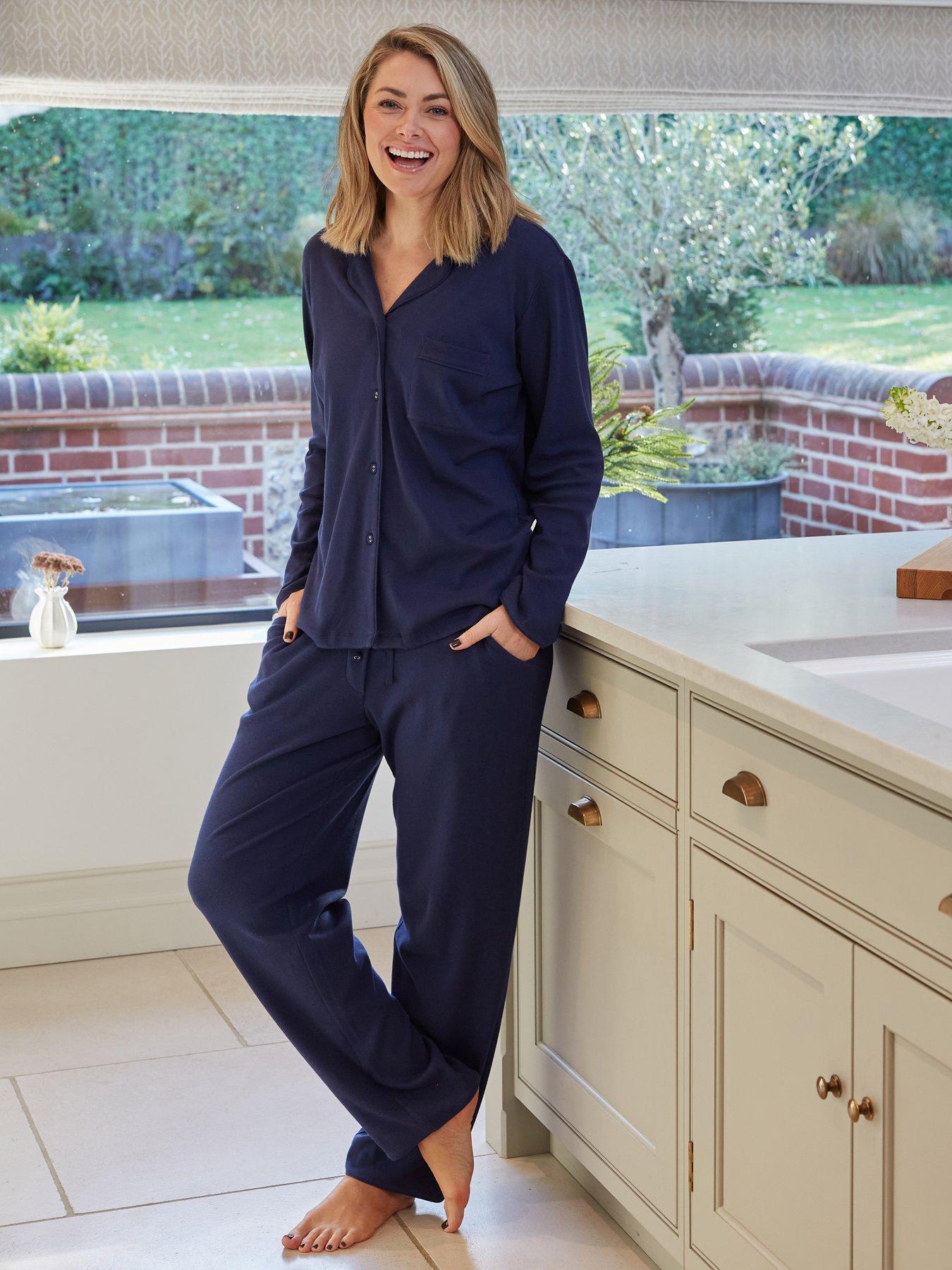 Image 6 of 6 of Cyberjammies Celestial Nights Navy Revere 2X2 Ribbed Jersey L/Slv Pyjama Top &amp; Bottoms Set