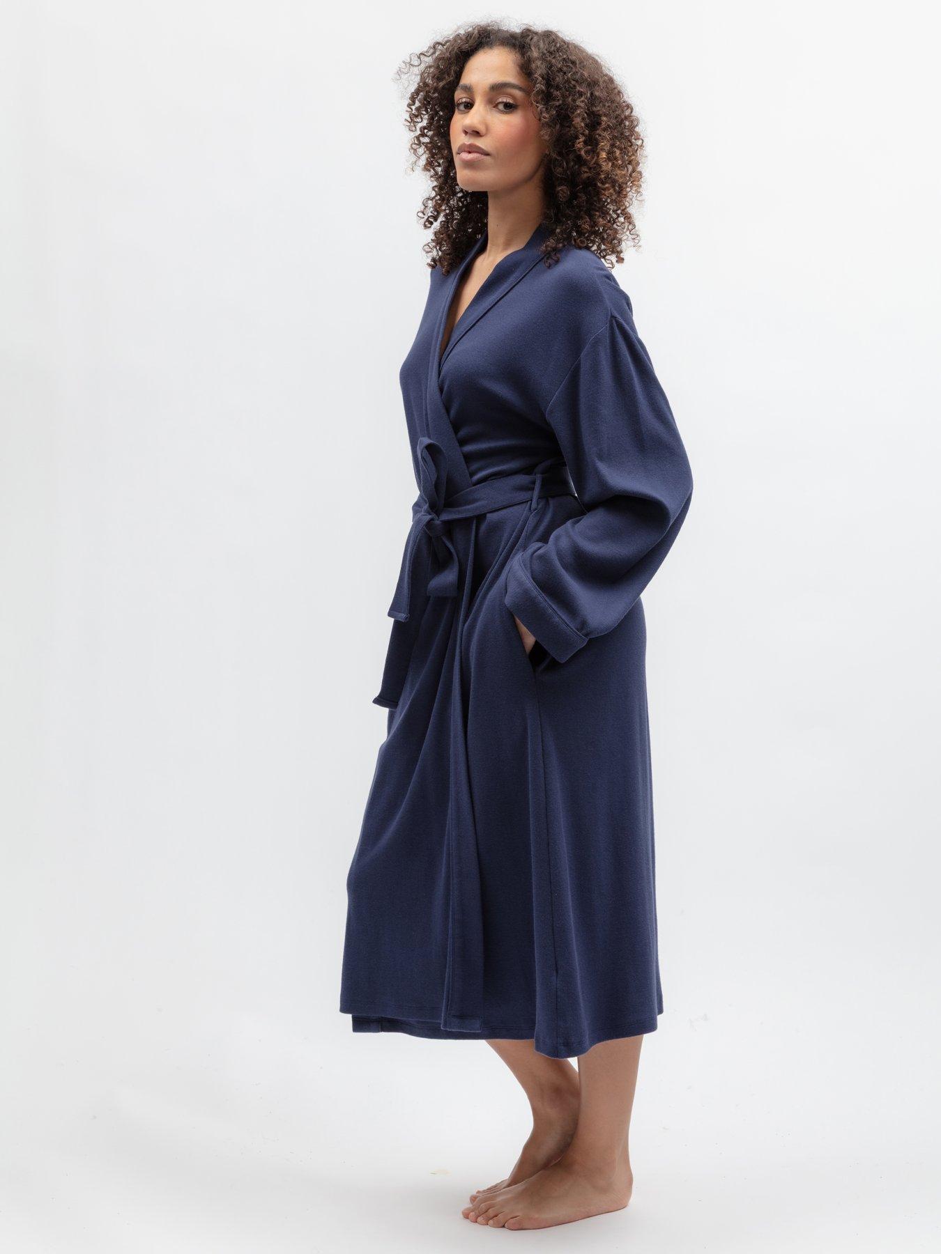 Image 4 of 5 of Cyberjammies Celestial Night Navy 2X2 Ribbed Jersey Long Sleeve&nbsp;Long Dressing Gown - Dark Blue