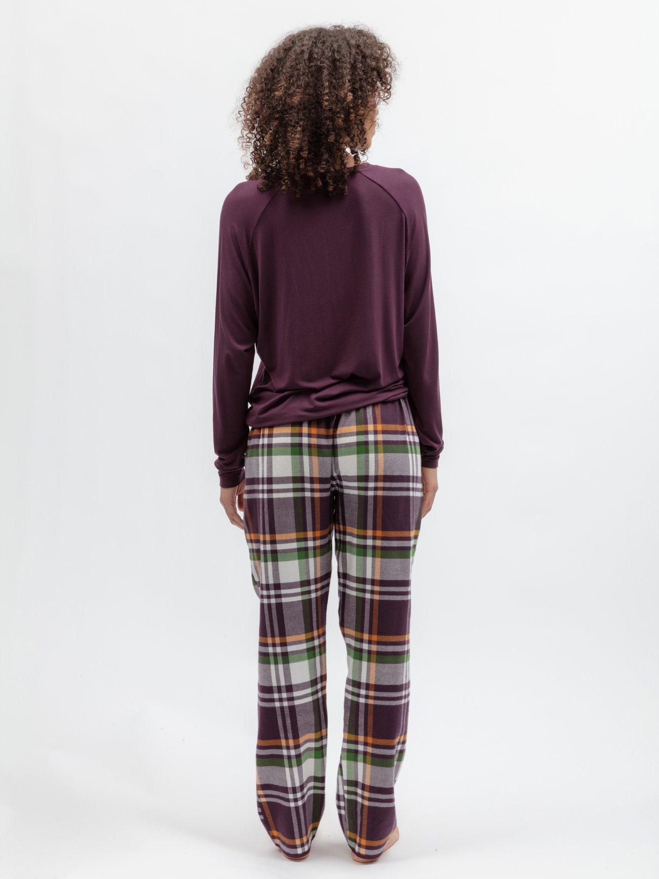 Image 2 of 4 of Cyberjammies Wild Slumber Plum Slouch Longsleeve Jersey Top &amp; Brushed Pyjama Checks Set