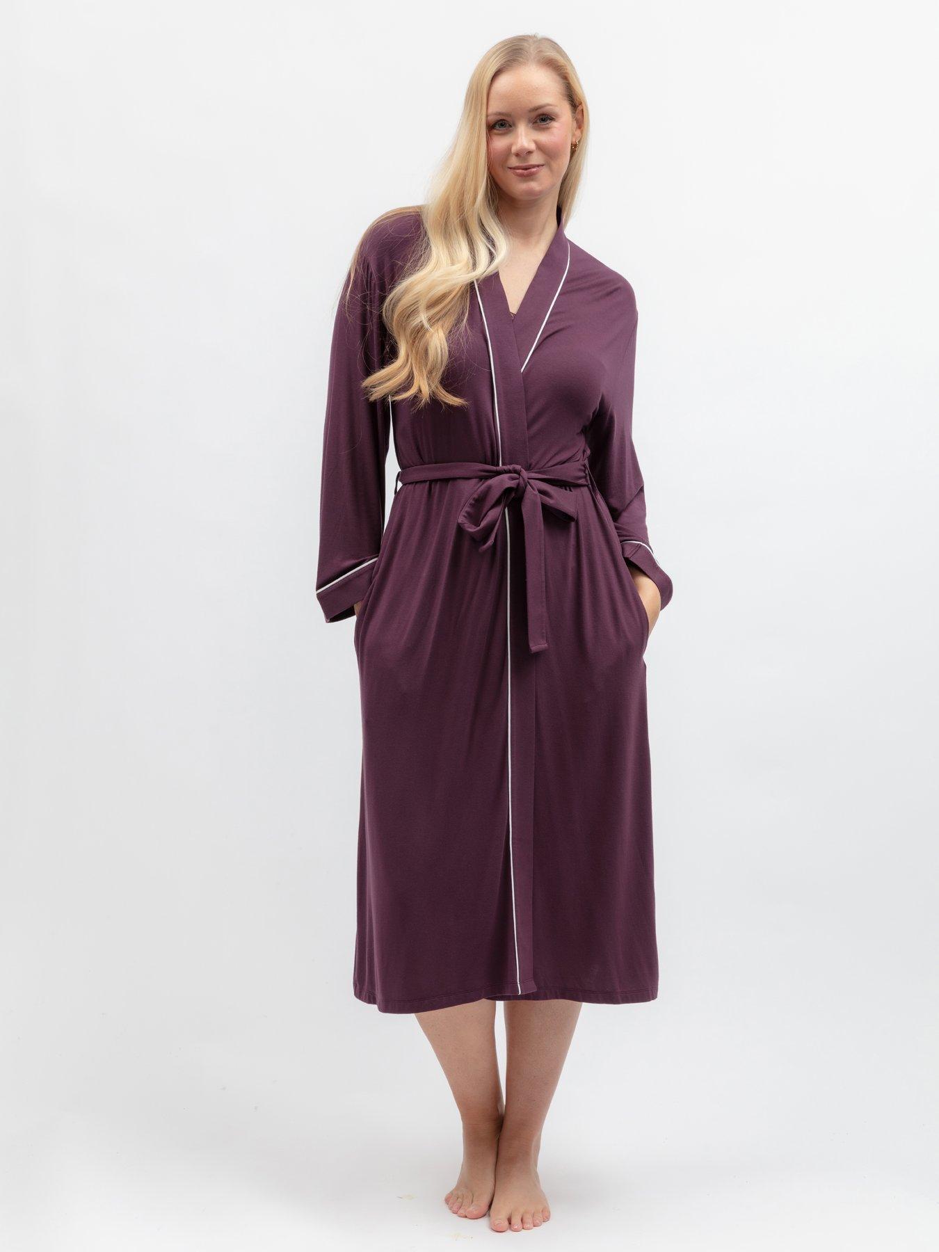 Cyberjammies Wild Slumber Plum Jersey Longsleeve Long Dressing Gown