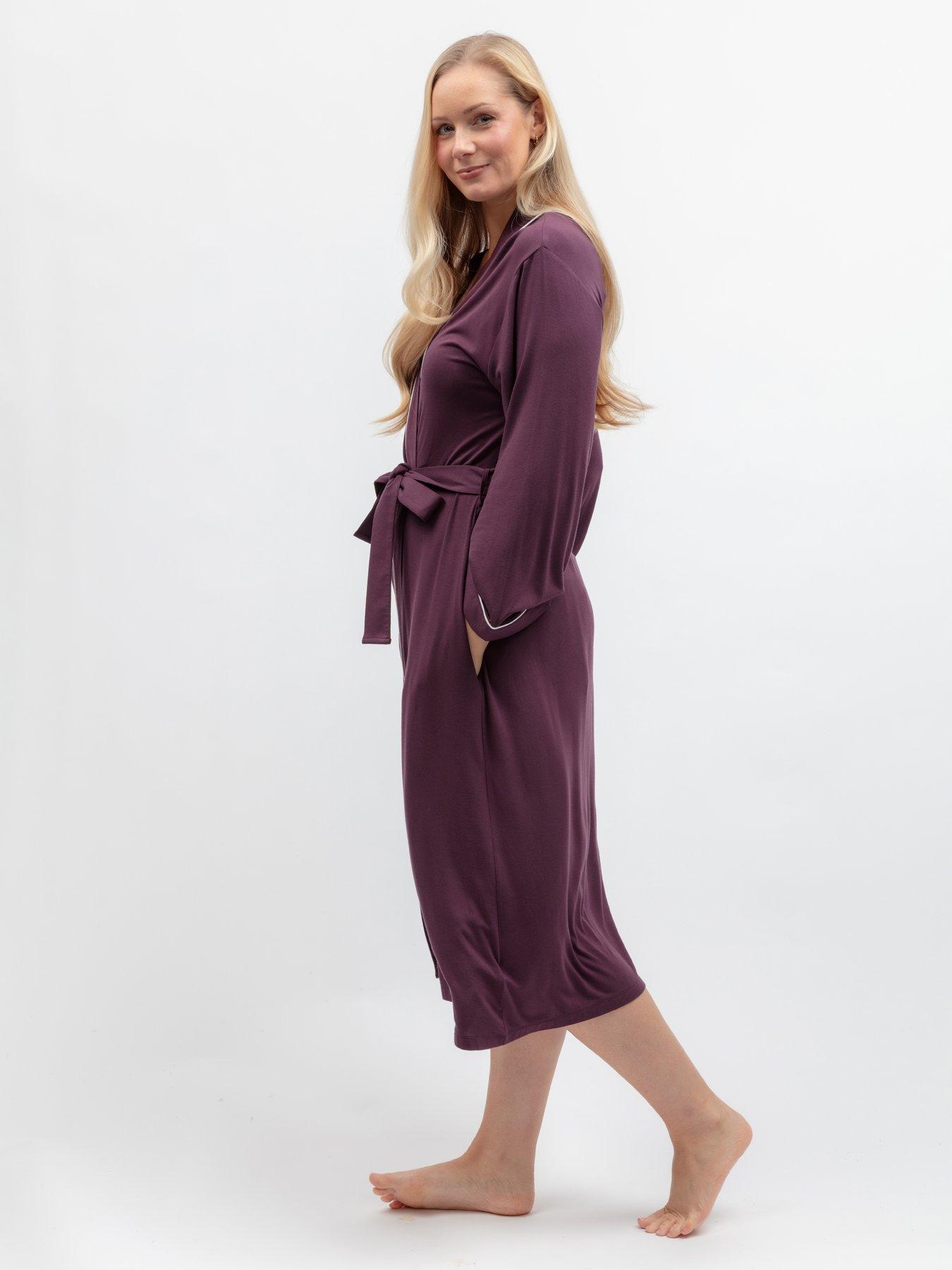 Image 5 of 6 of Cyberjammies Wild Slumber Plum Jersey Longsleeve Long Dressing Gown