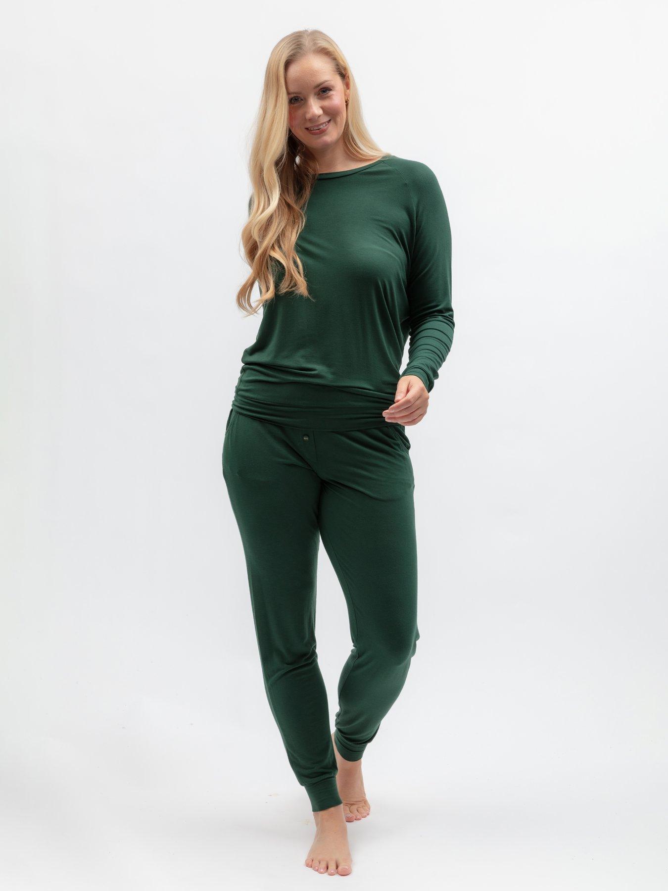 Image 5 of 6 of Cyberjammies Ember Dark Green Slouch Longsleeve Jersey Top &amp; Pyjama Set