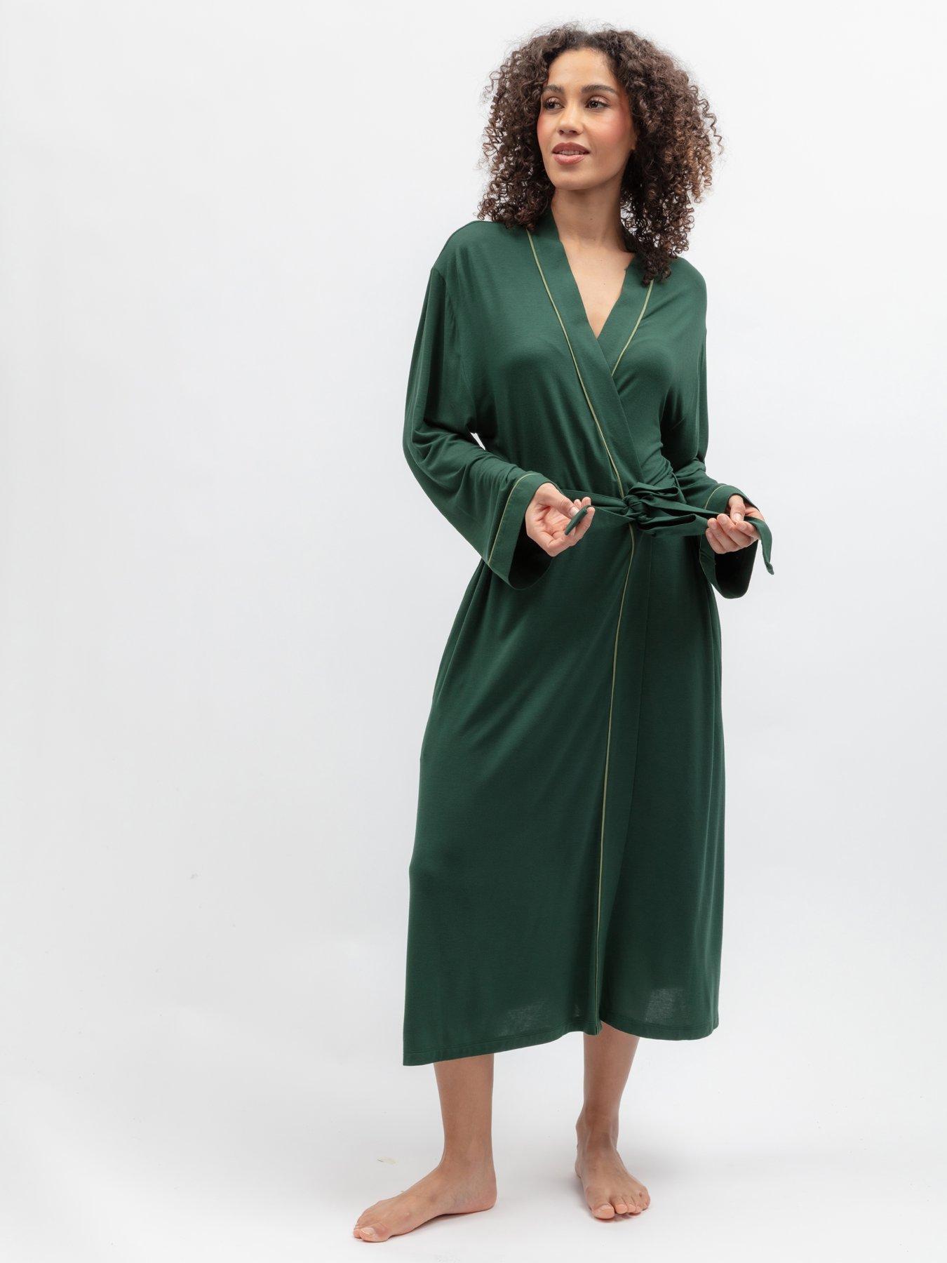 Cyberjammies Cyberjammies Ember Dark Green Jersey Longsleeve Long Dressing Gown