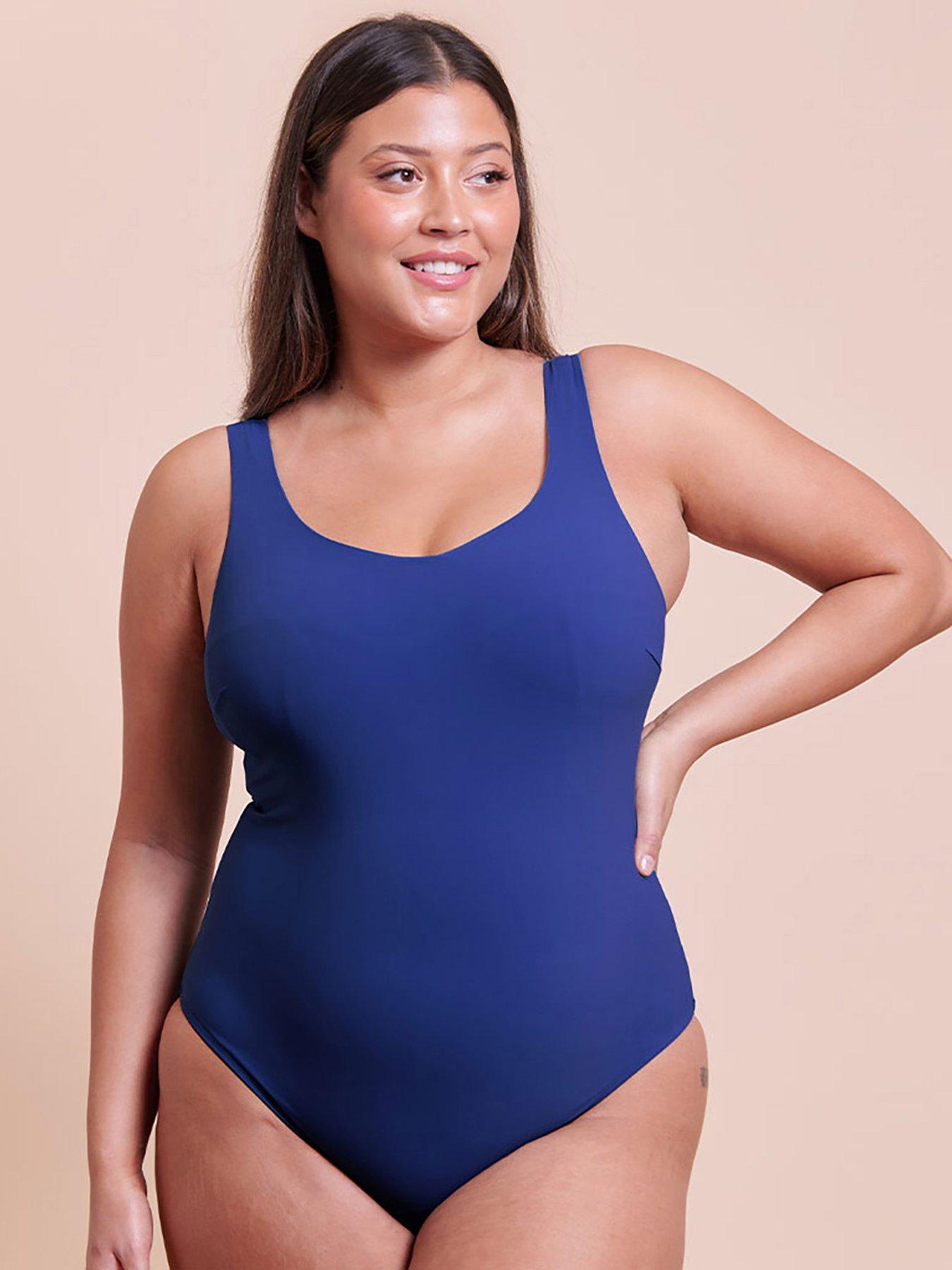  image of curvy-kate-deep-dive-non-wired-swimsuit-second-sizes-cobalt-blue