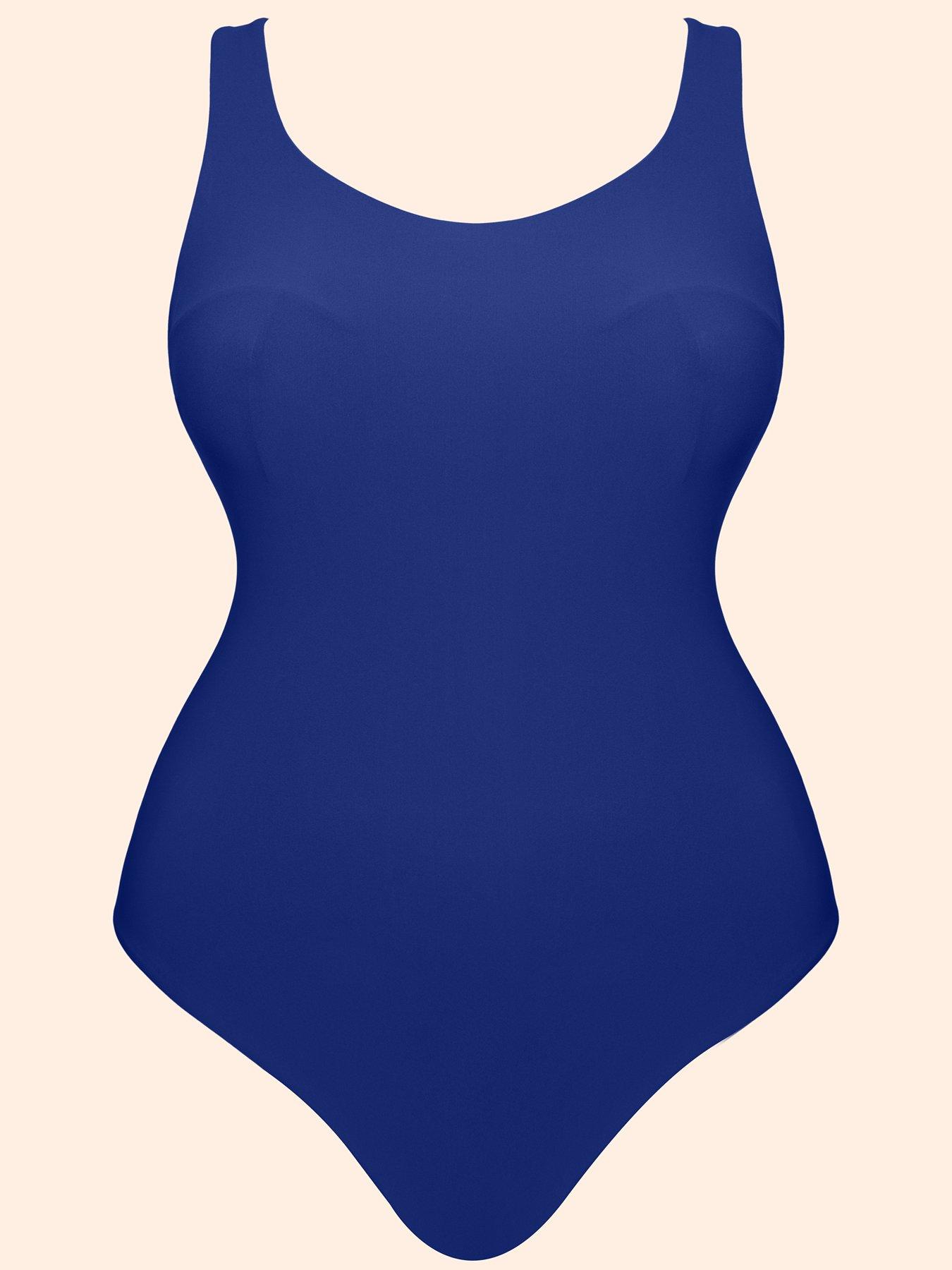  image of curvy-kate-deep-dive-non-wired-swimsuit-second-sizes-cobalt-blue