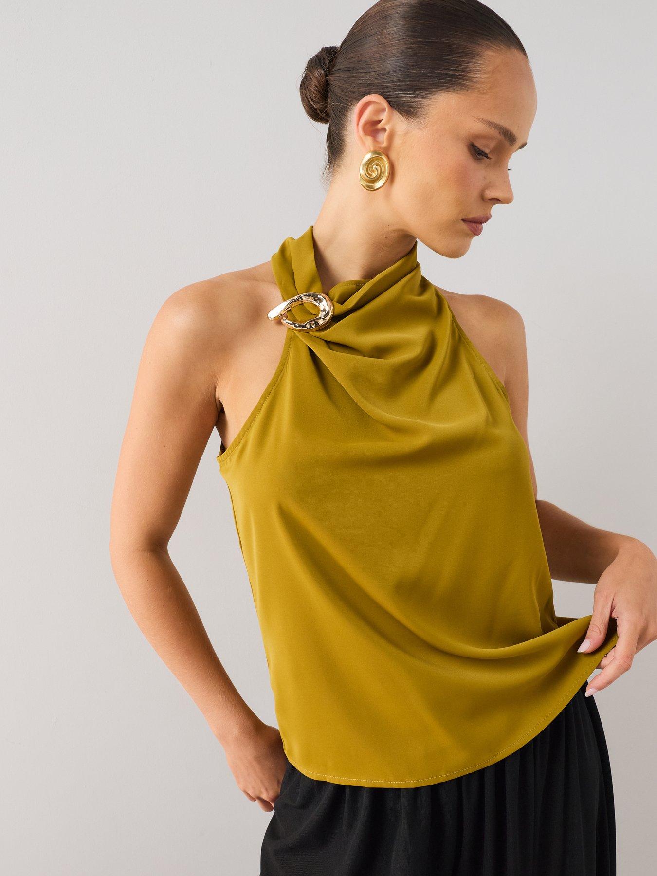The Very Collection Gold Detail Cowl Neck Blouse