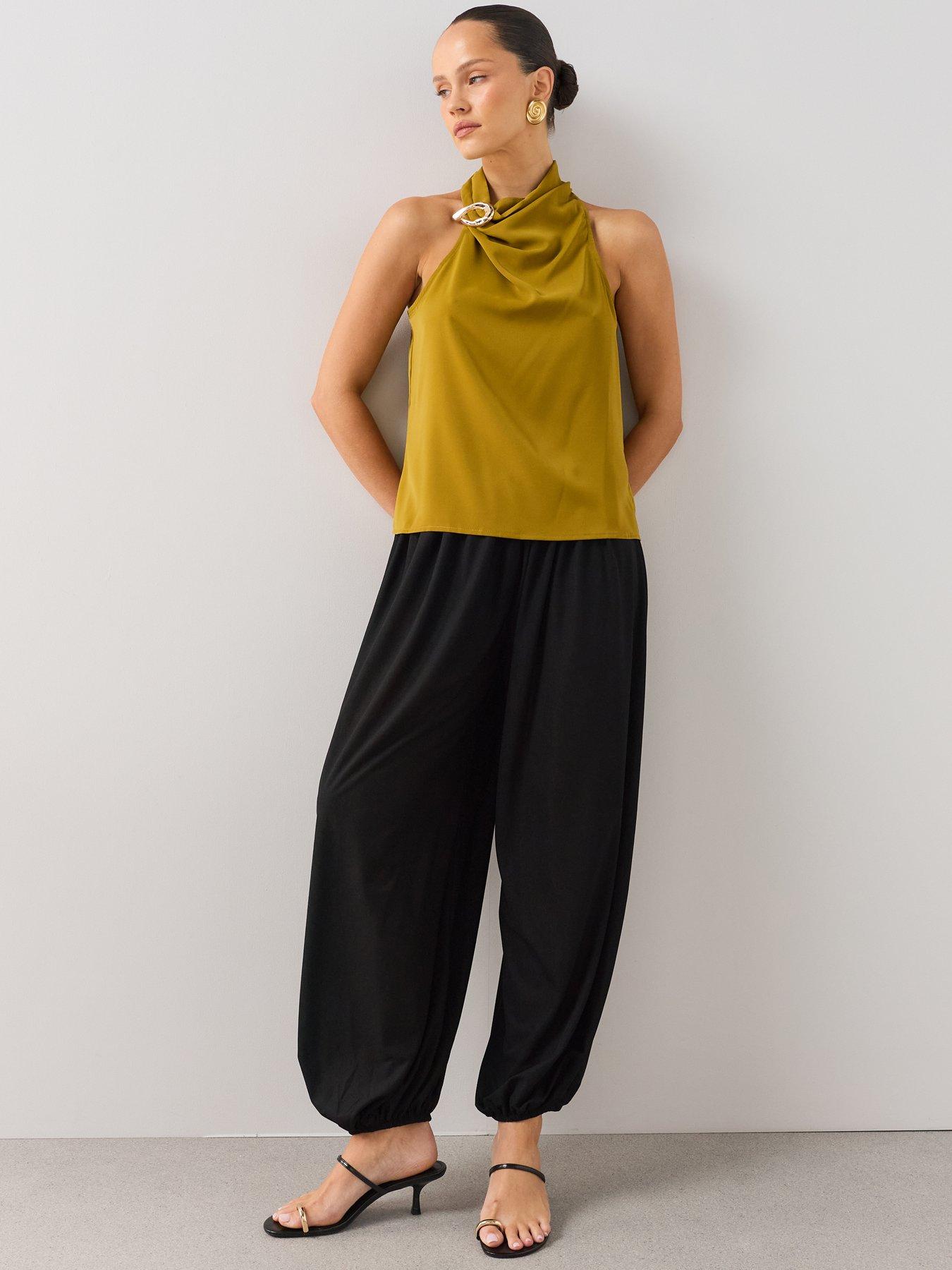 Image 3 of 7 of The Very Collection Gold Detail Cowl Neck Blouse