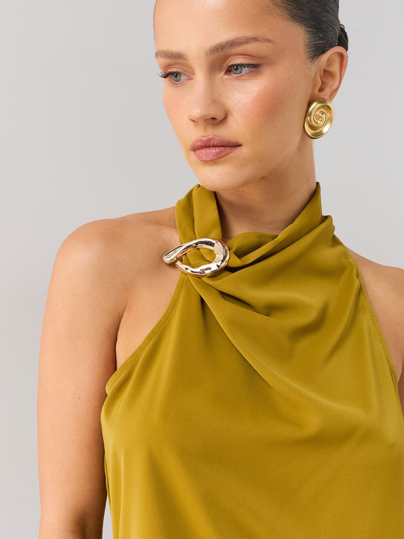 Image 5 of 7 of The Very Collection Gold Detail Cowl Neck Blouse