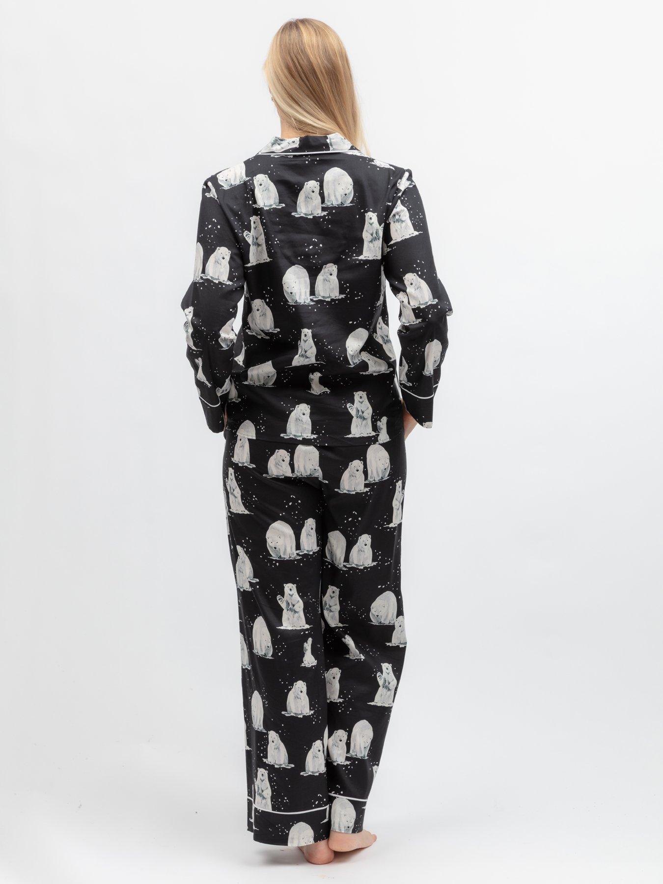 Image 2 of 6 of Cyberjammies Polar Drift Black Polar Bear Print L/Slv Pyjama Top &amp; Bottoms Set