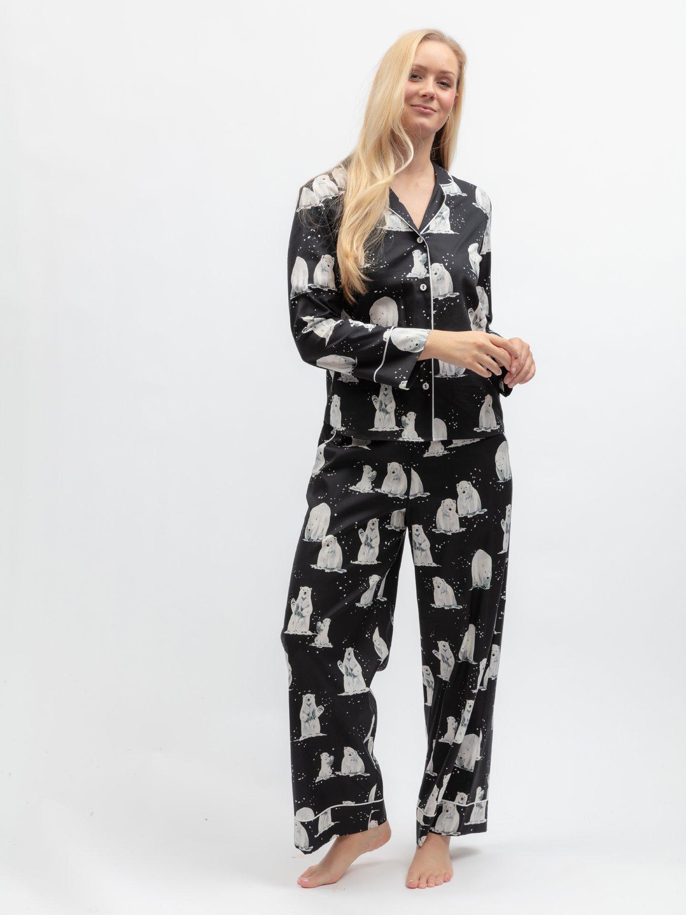 Image 3 of 6 of Cyberjammies Polar Drift Black Polar Bear Print L/Slv Pyjama Top &amp; Bottoms Set