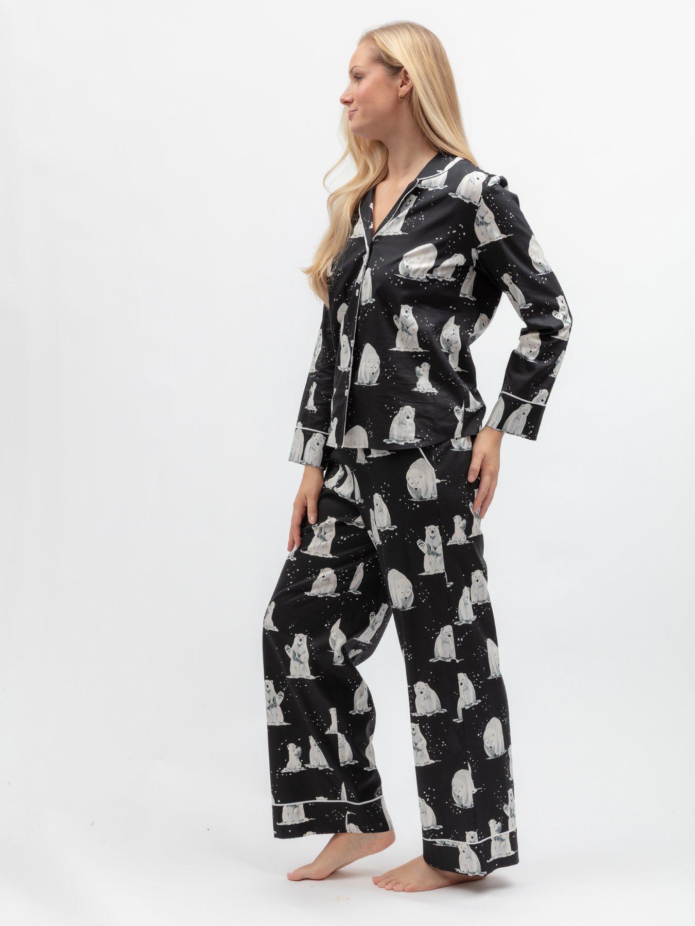 Image 4 of 6 of Cyberjammies Polar Drift Black Polar Bear Print L/Slv Pyjama Top &amp; Bottoms Set