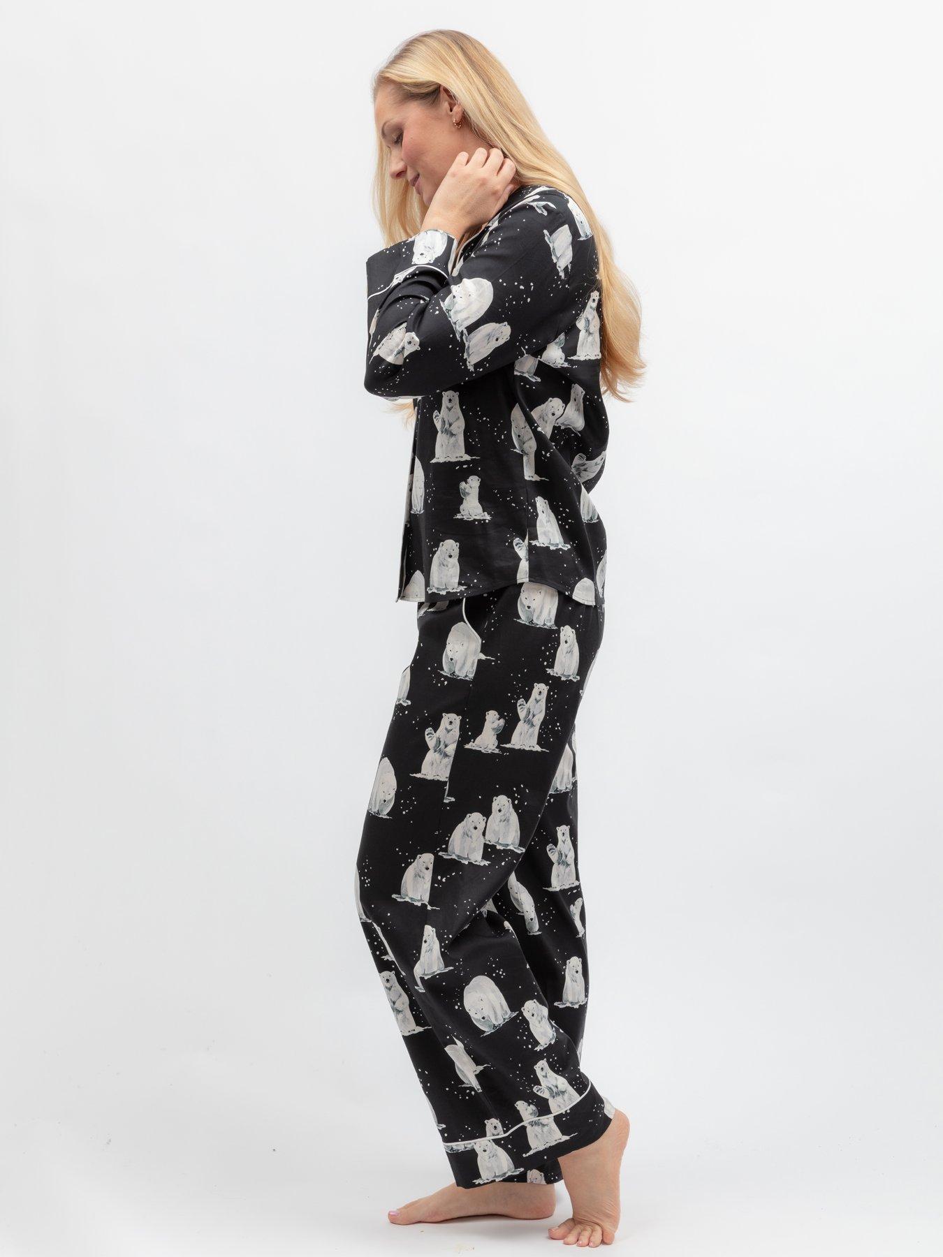 Image 5 of 6 of Cyberjammies Polar Drift Black Polar Bear Print L/Slv Pyjama Top &amp; Bottoms Set