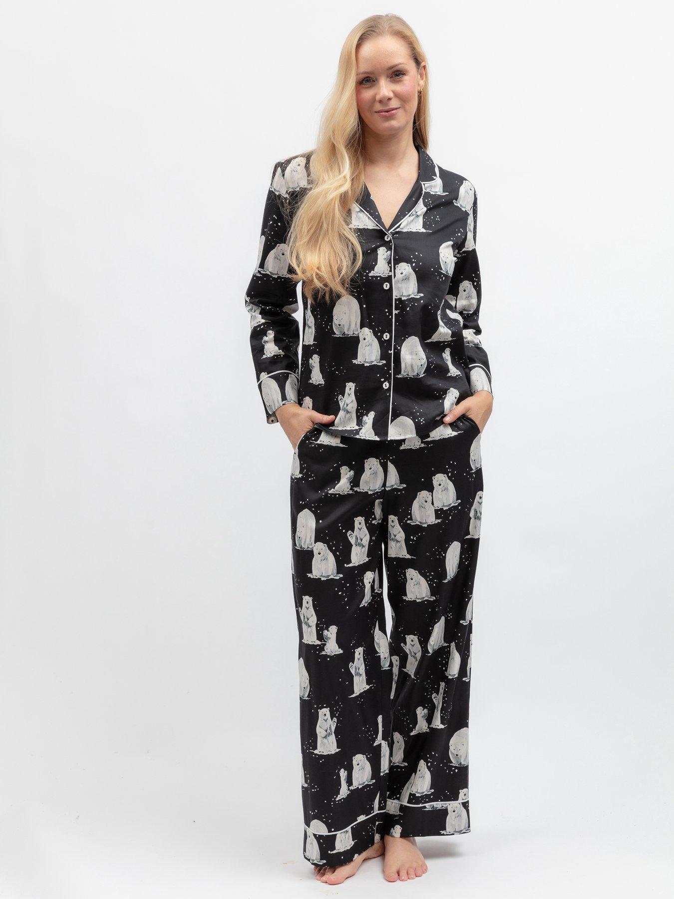 Image 6 of 6 of Cyberjammies Polar Drift Black Polar Bear Print L/Slv Pyjama Top &amp; Bottoms Set