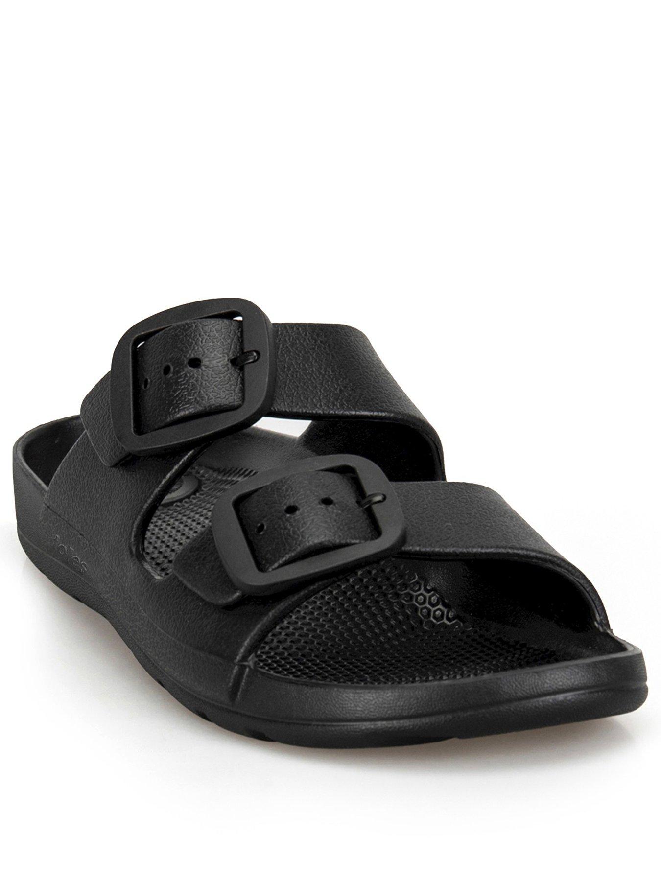 stillFront image of totes-solbounce-ladies-double-buckle-adjustable-slide-black