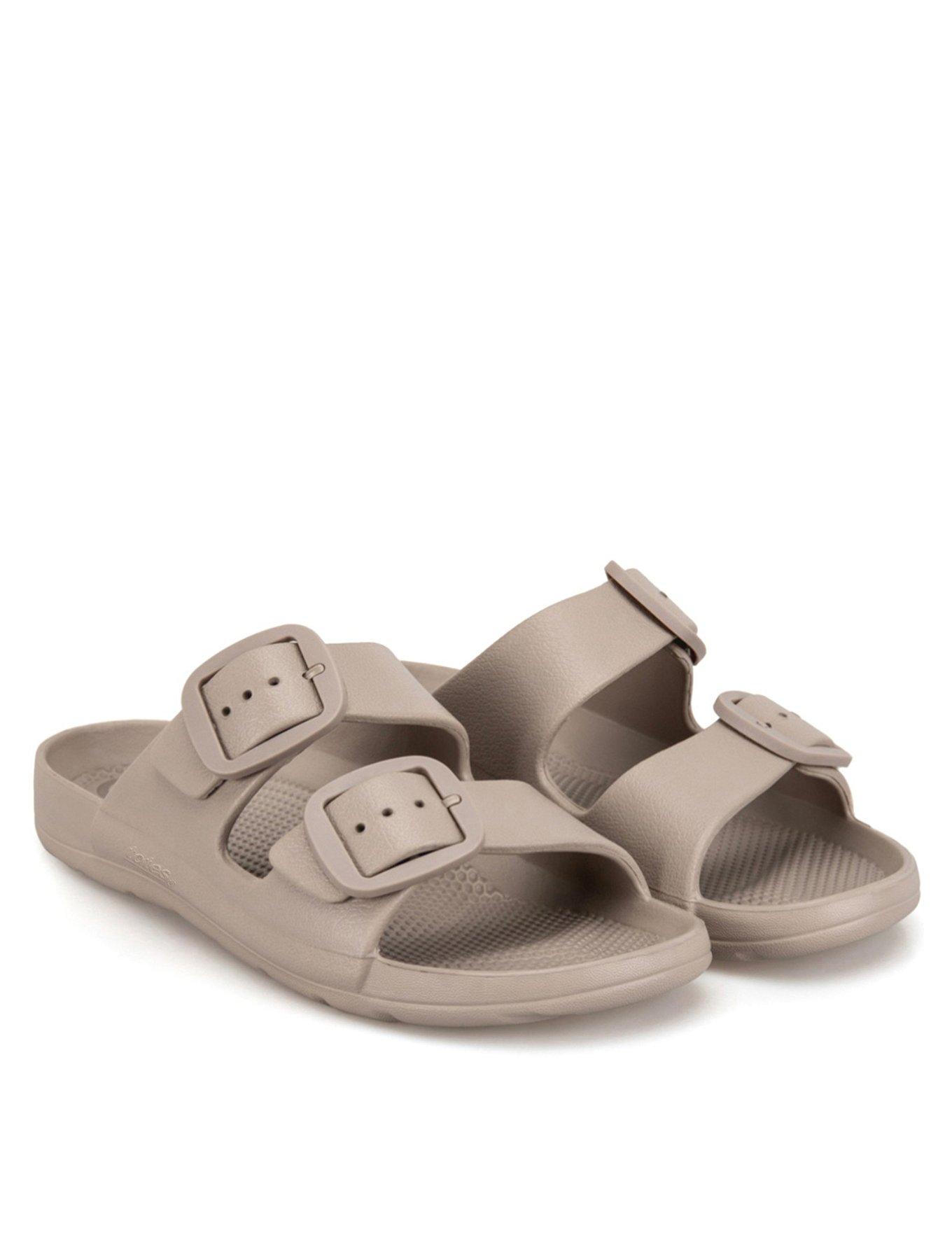 TOTES Solbounce Ladies Double Buckle Adjustable Slide - Taupe