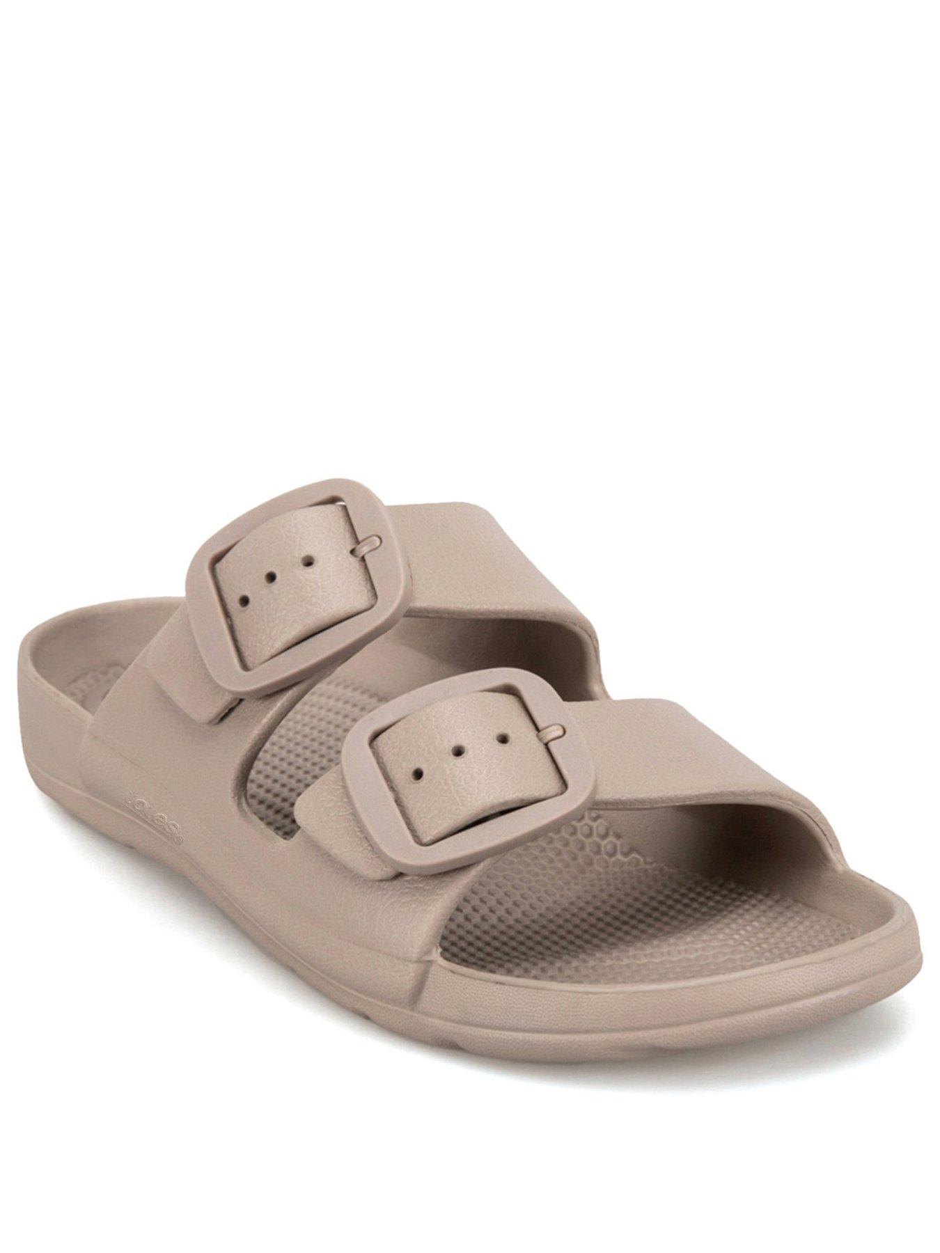  image of totes-solbounce-ladies-double-buckle-adjustable-slide-taupe