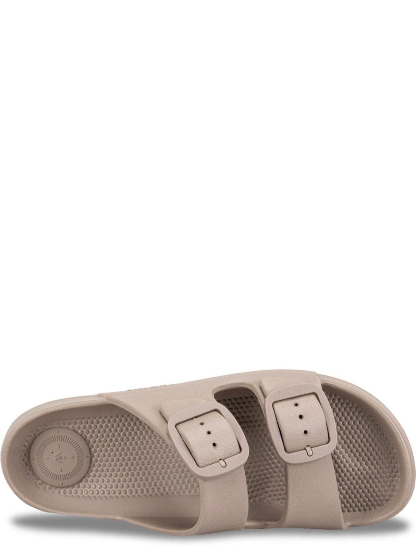  image of totes-solbounce-ladies-double-buckle-adjustable-slide-taupe