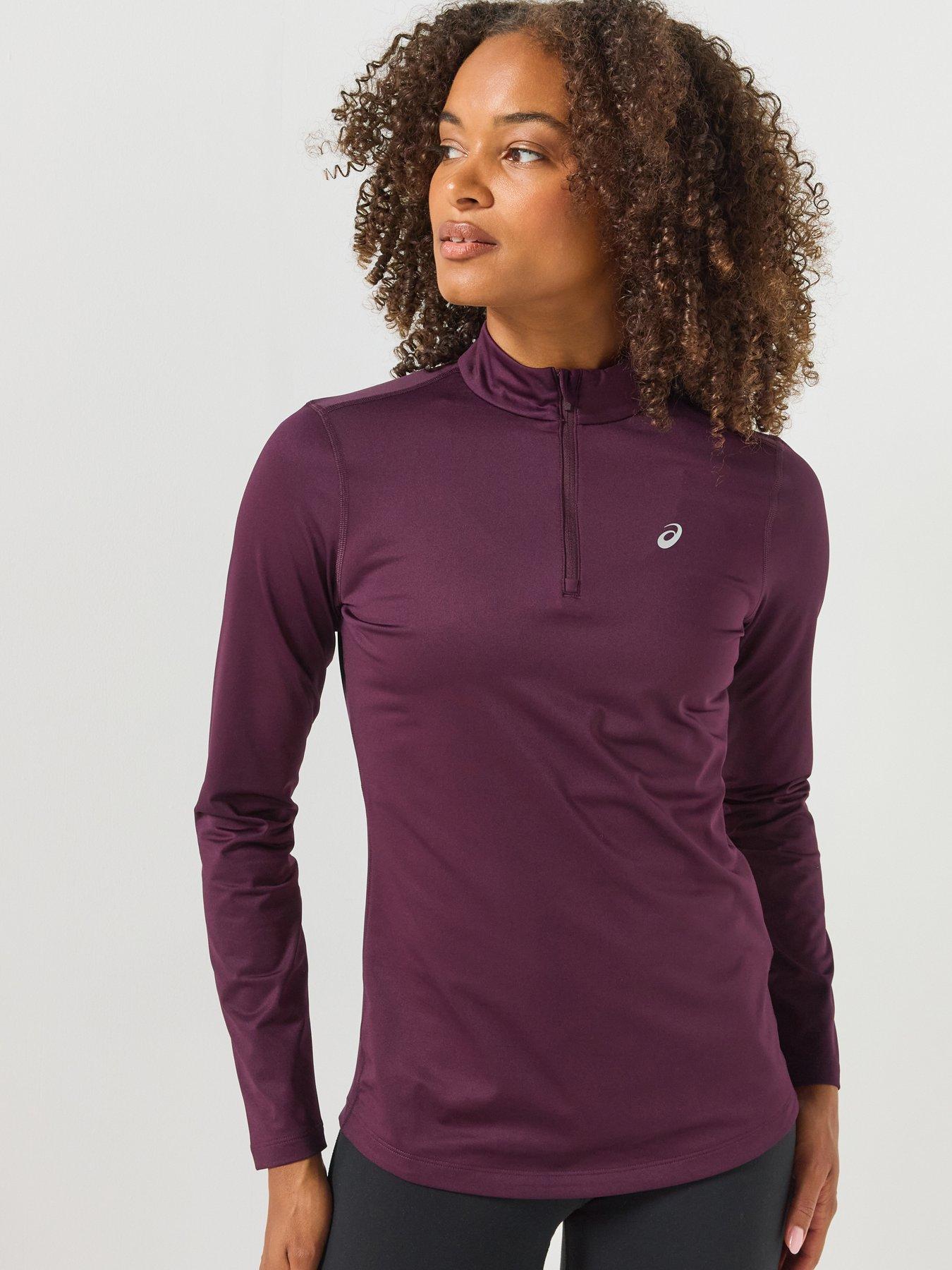 Asics Womens Running Core Long Sleeve 1/2 Zip Winter Top - Brown