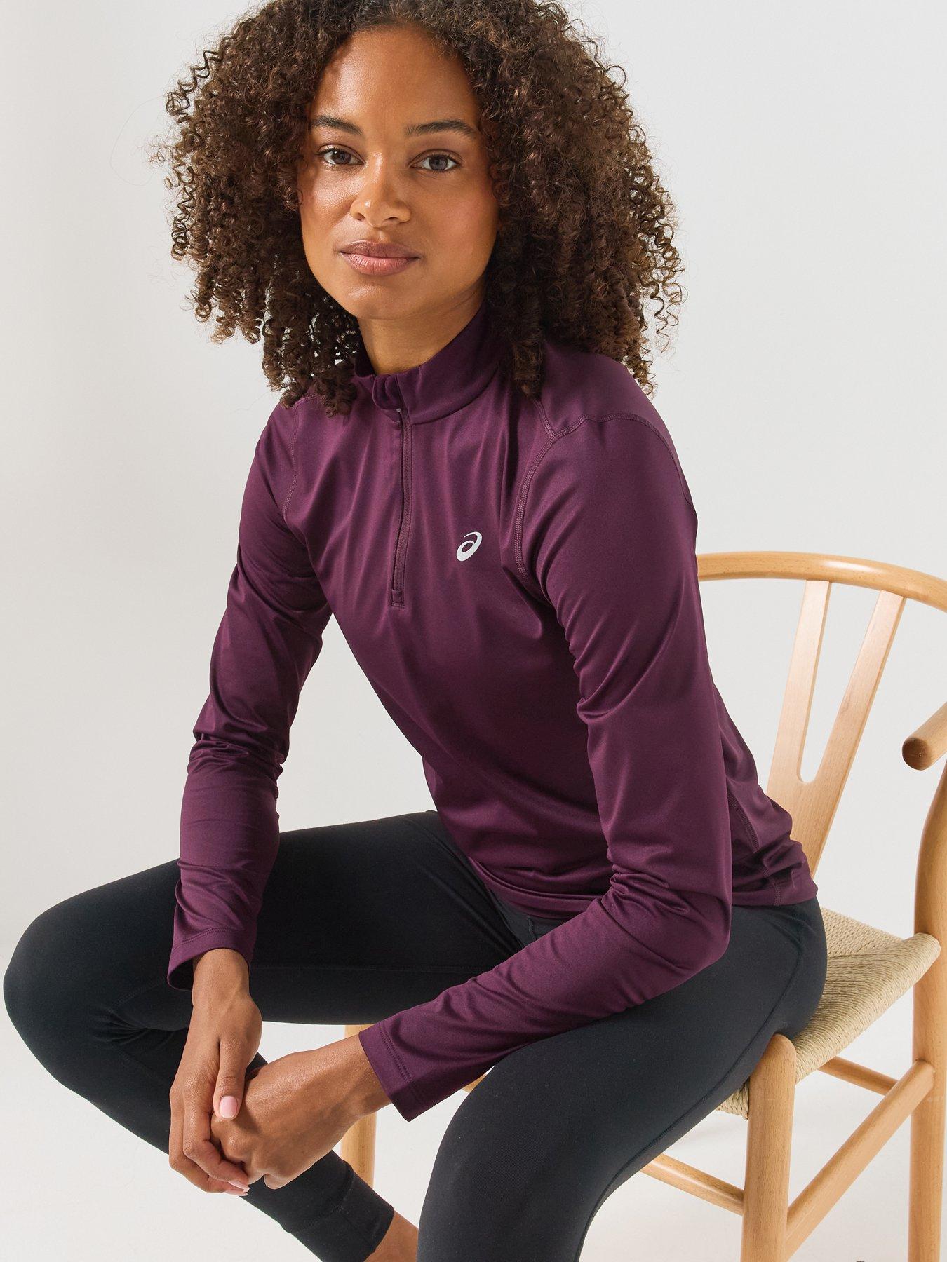 Image 4 of 6 of Asics Womens Running Core Long Sleeve 1/2 Zip Winter Top - Brown