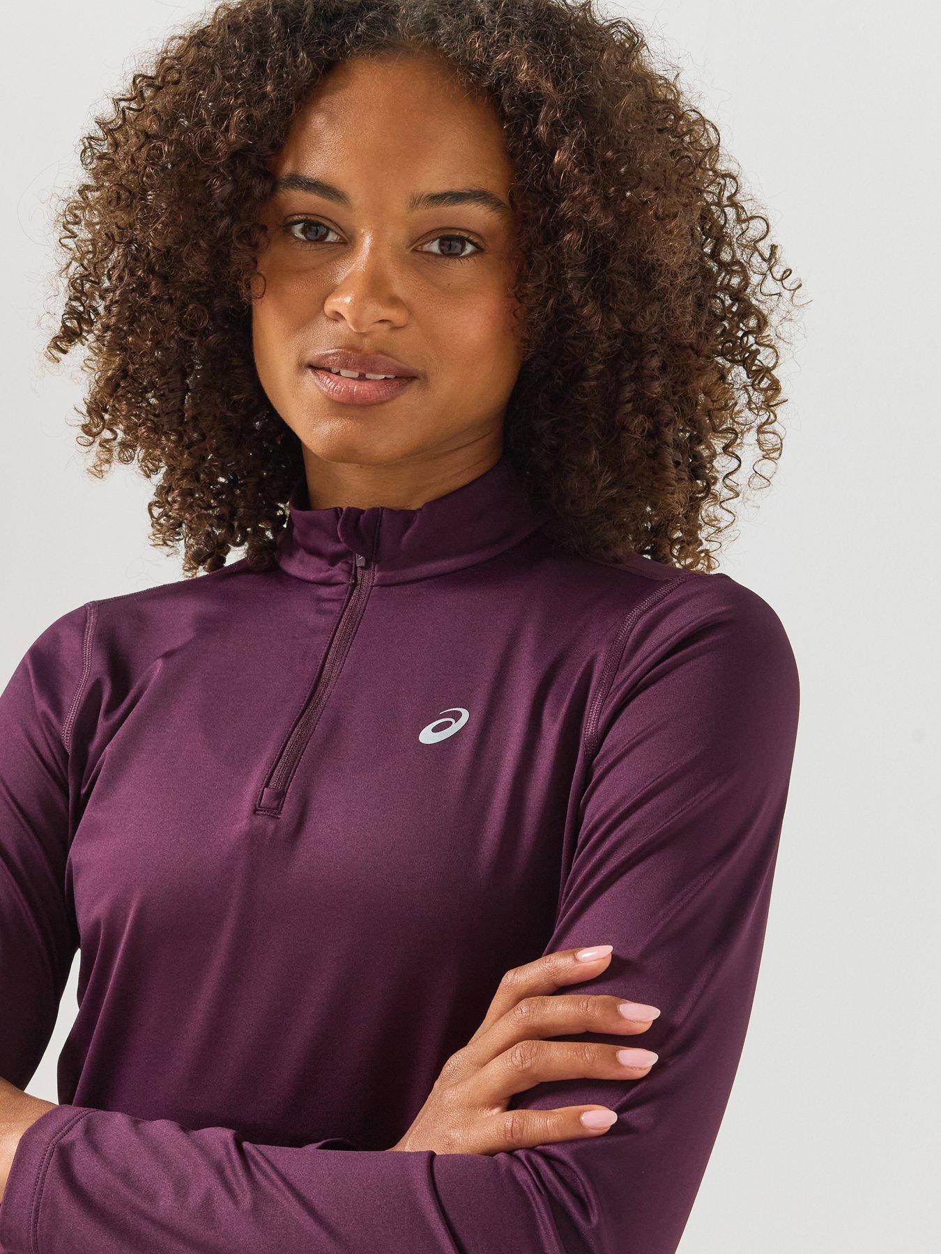 Image 6 of 6 of Asics Womens Running Core Long Sleeve 1/2 Zip Winter Top - Brown