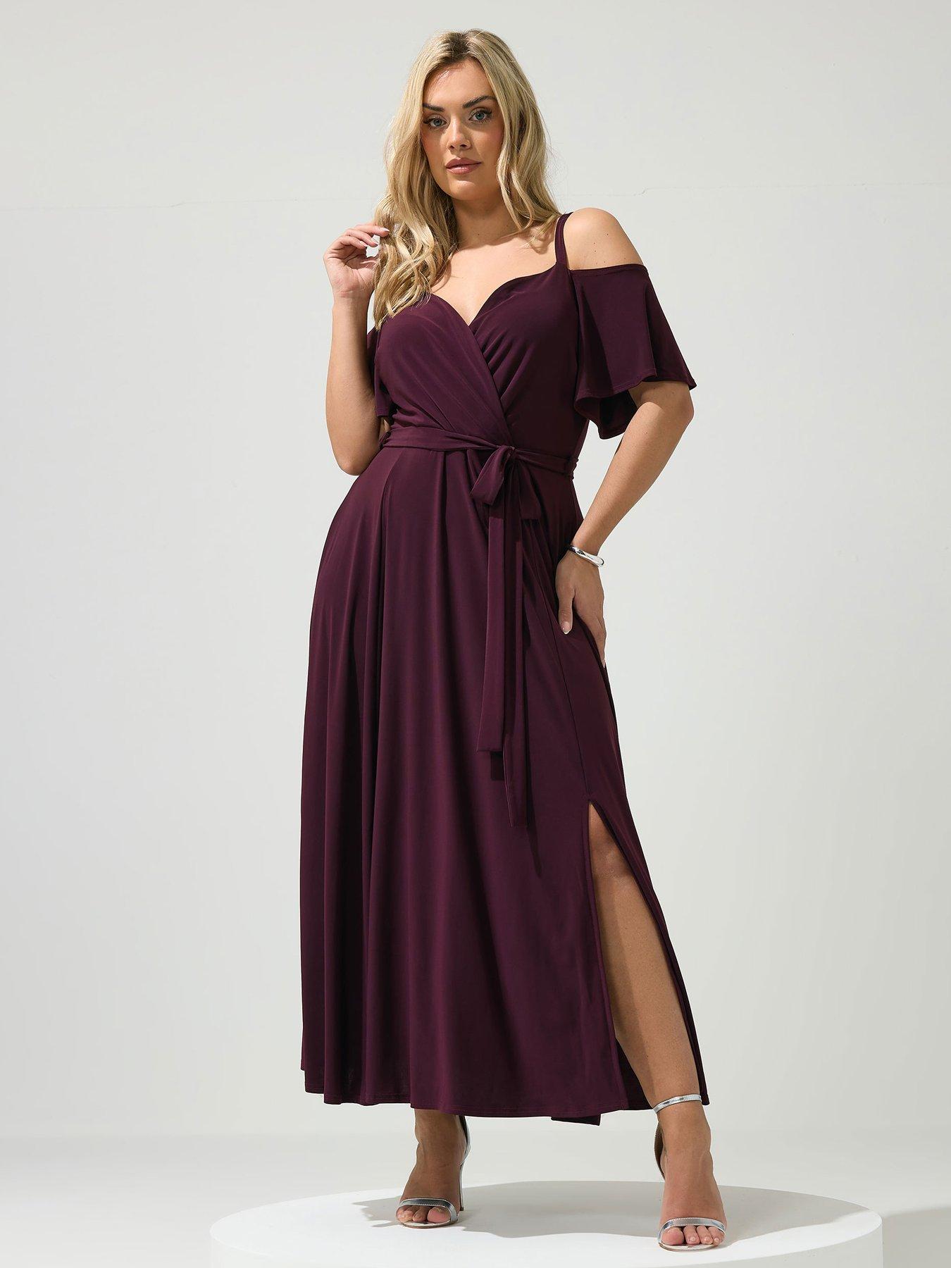 Yours Curve Cold Shoulder Maxi Dress - Purple