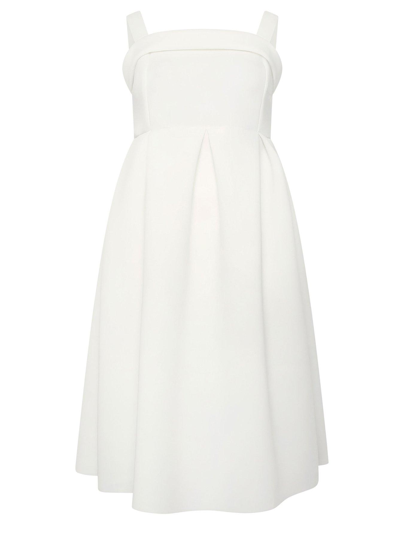 Yours Curve Panel Skater Dress - White | Littlewoods