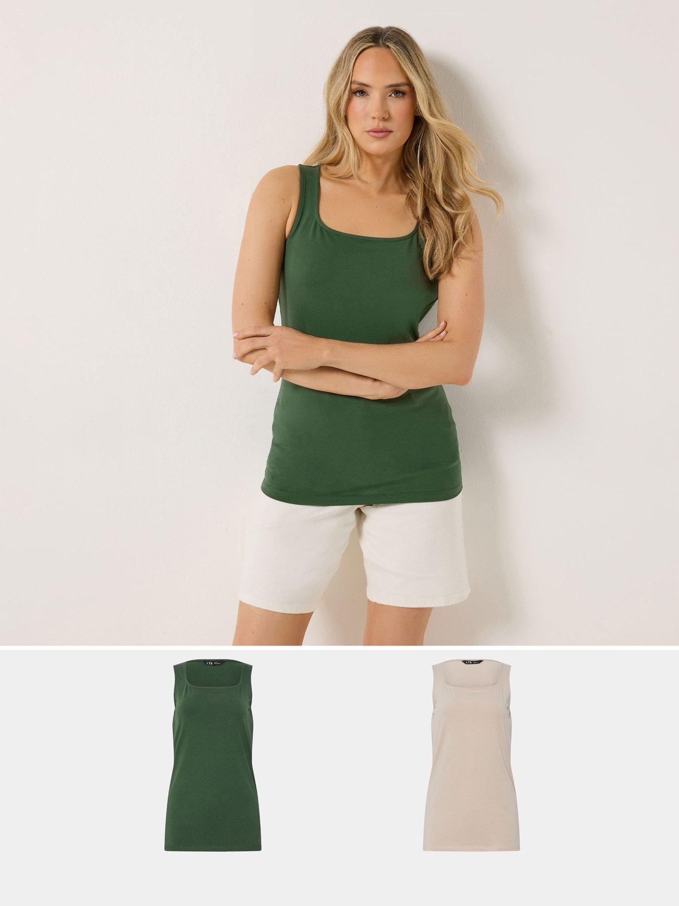 Long Tall Sally 2 Pack Square Neck Vest - Multi