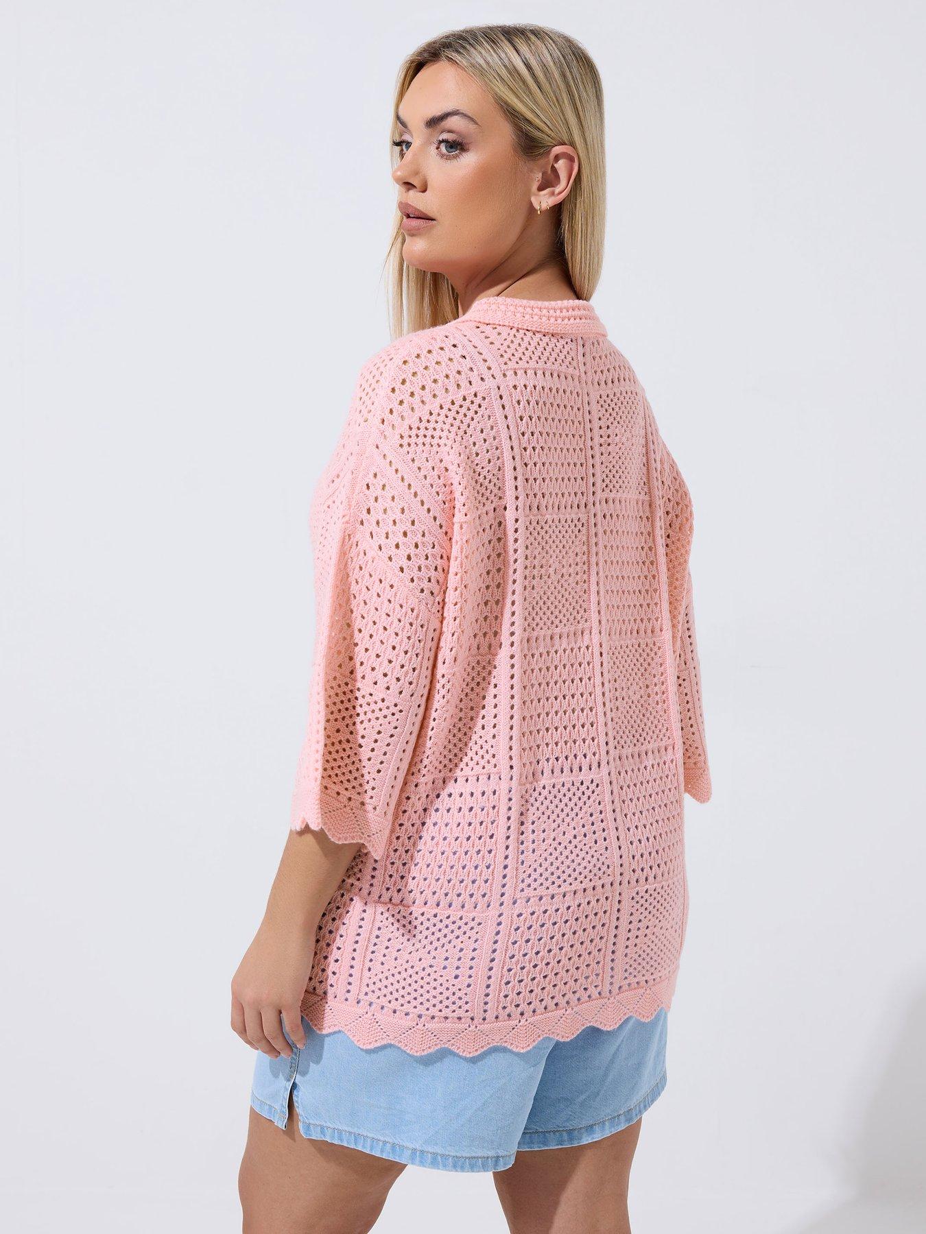 Image 2 of 6 of Yours Curve Crochet Square Shirt