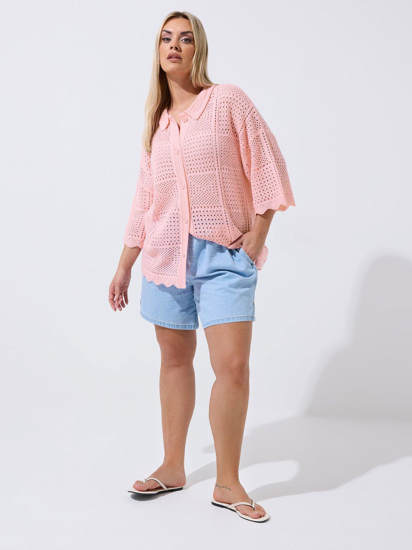 Image 3 of 6 of Yours Curve Crochet Square Shirt