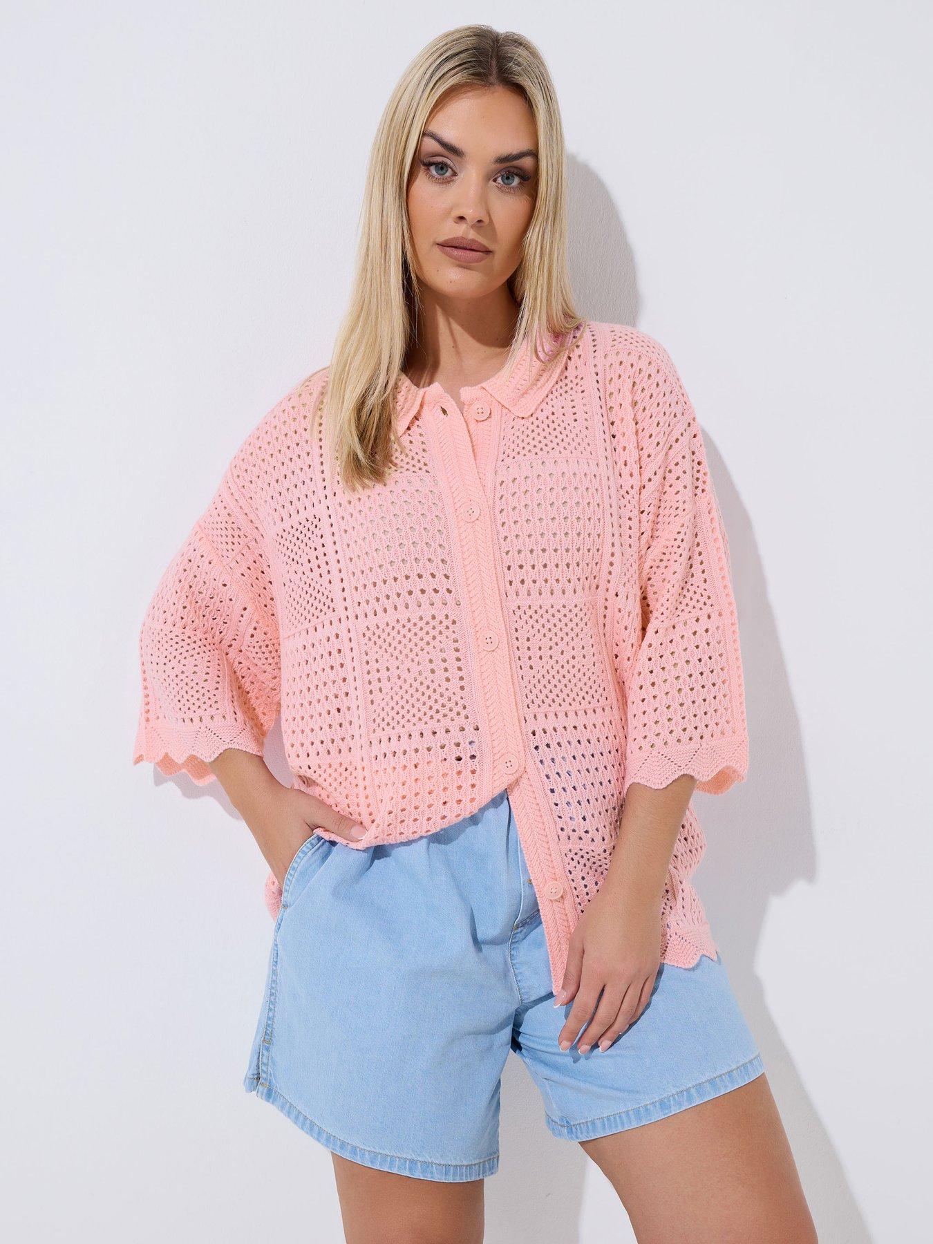 Image 4 of 6 of Yours Curve Crochet Square Shirt
