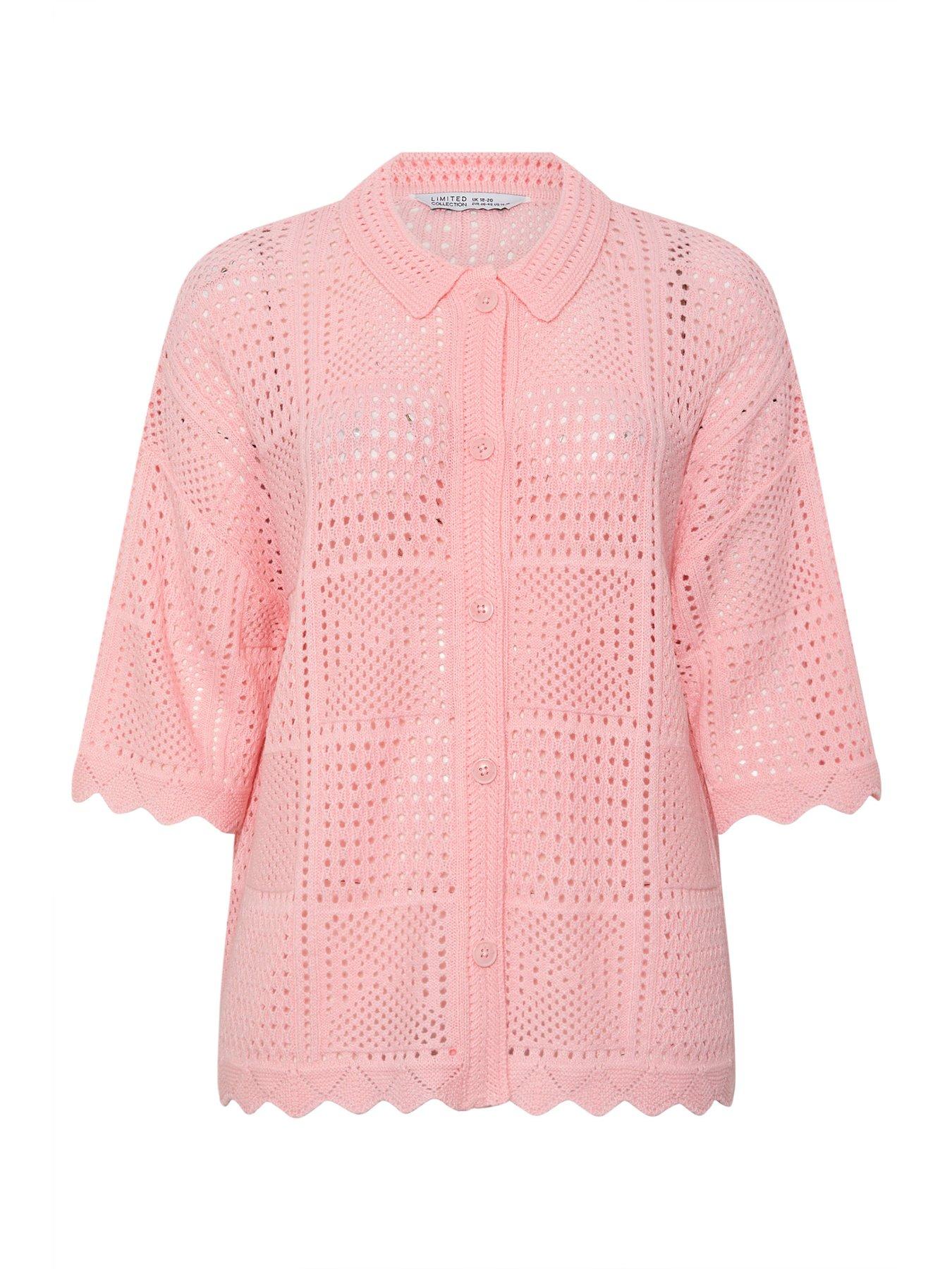Image 6 of 6 of Yours Curve Crochet Square Shirt