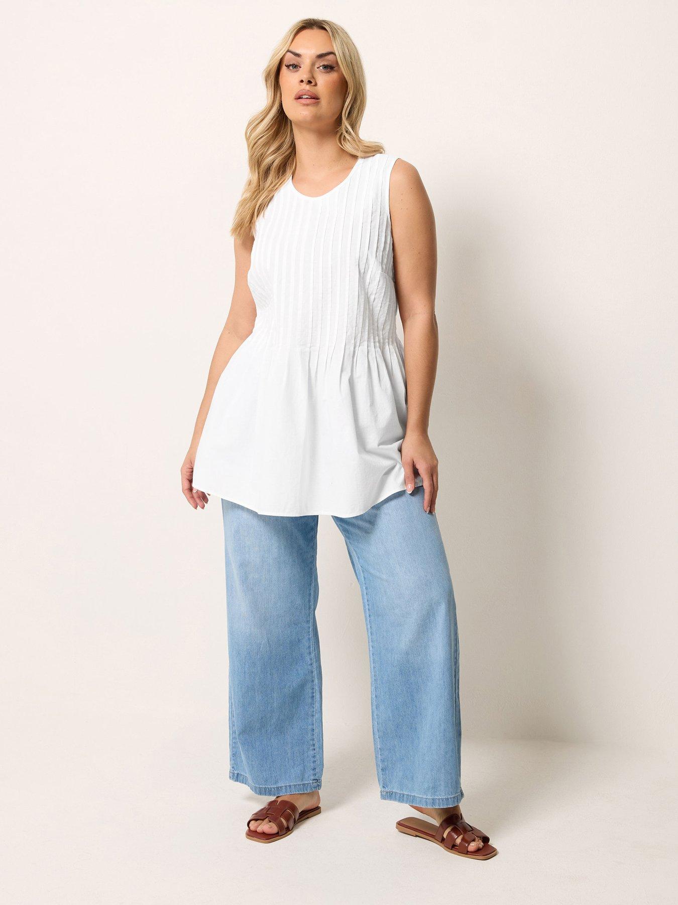 Image 3 of 5 of Yours Curve Pleated Peplum Top - White