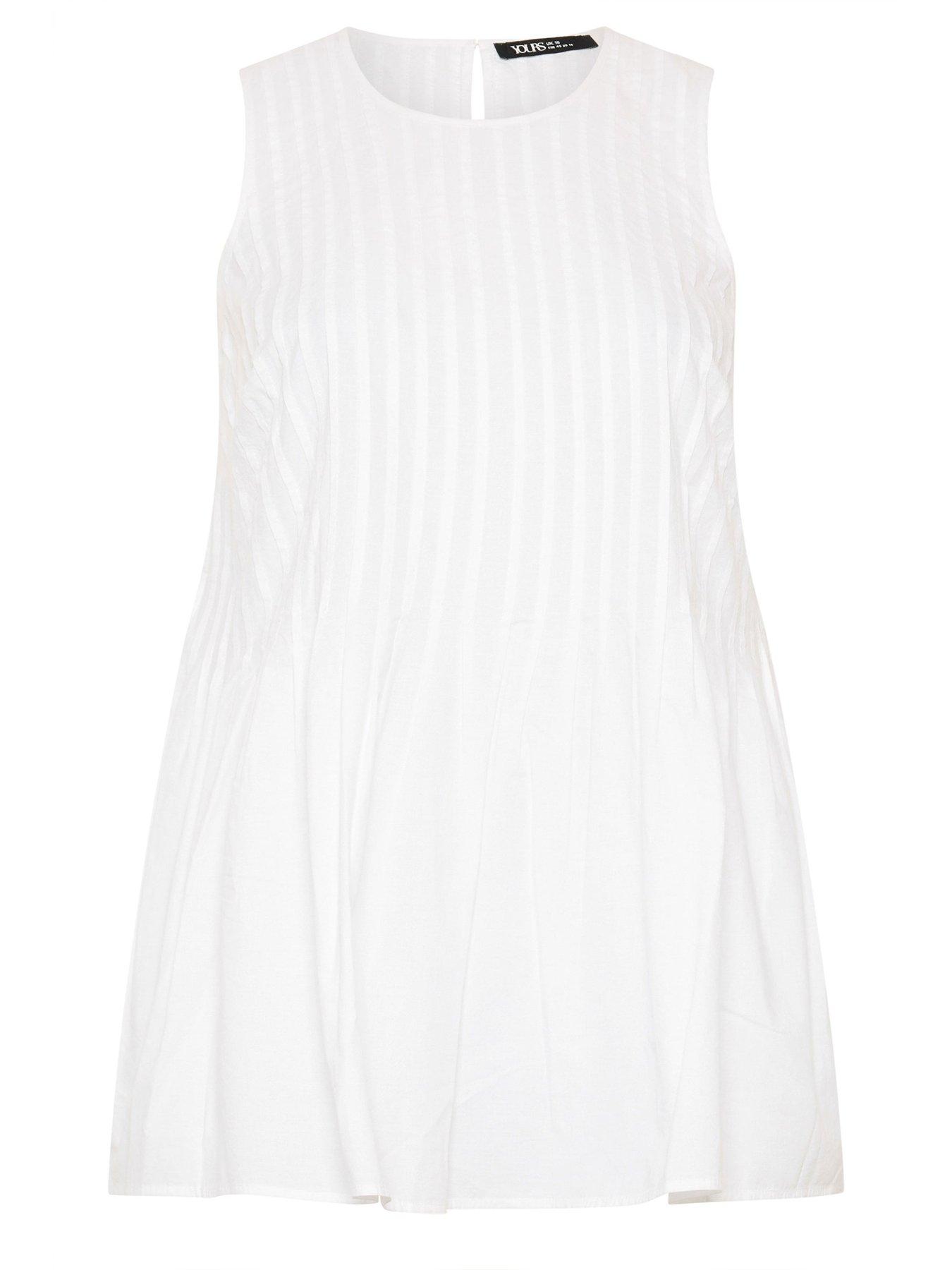 Image 5 of 5 of Yours Curve Pleated Peplum Top - White