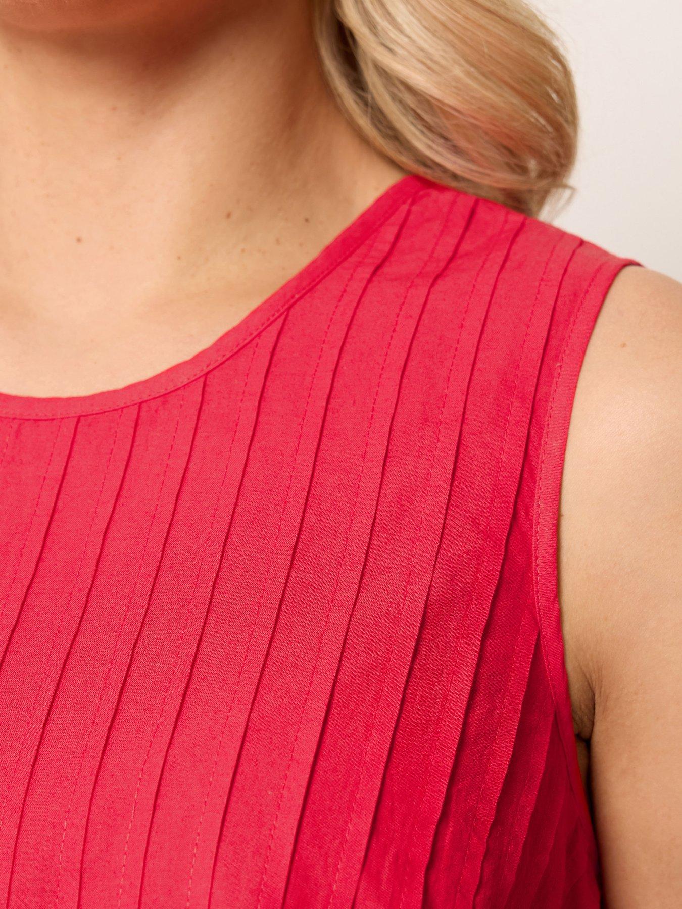 Image 4 of 5 of Yours Curve Pleated Peplum Top - Red