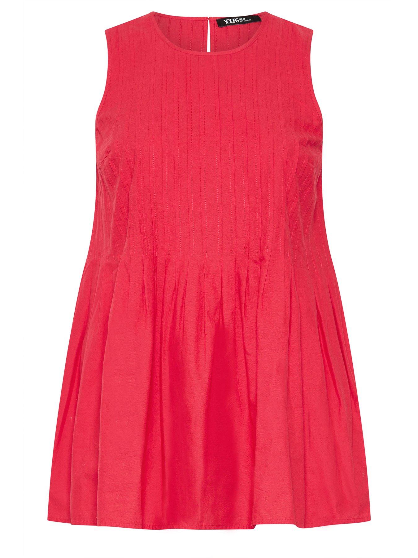 Image 5 of 5 of Yours Curve Pleated Peplum Top - Red