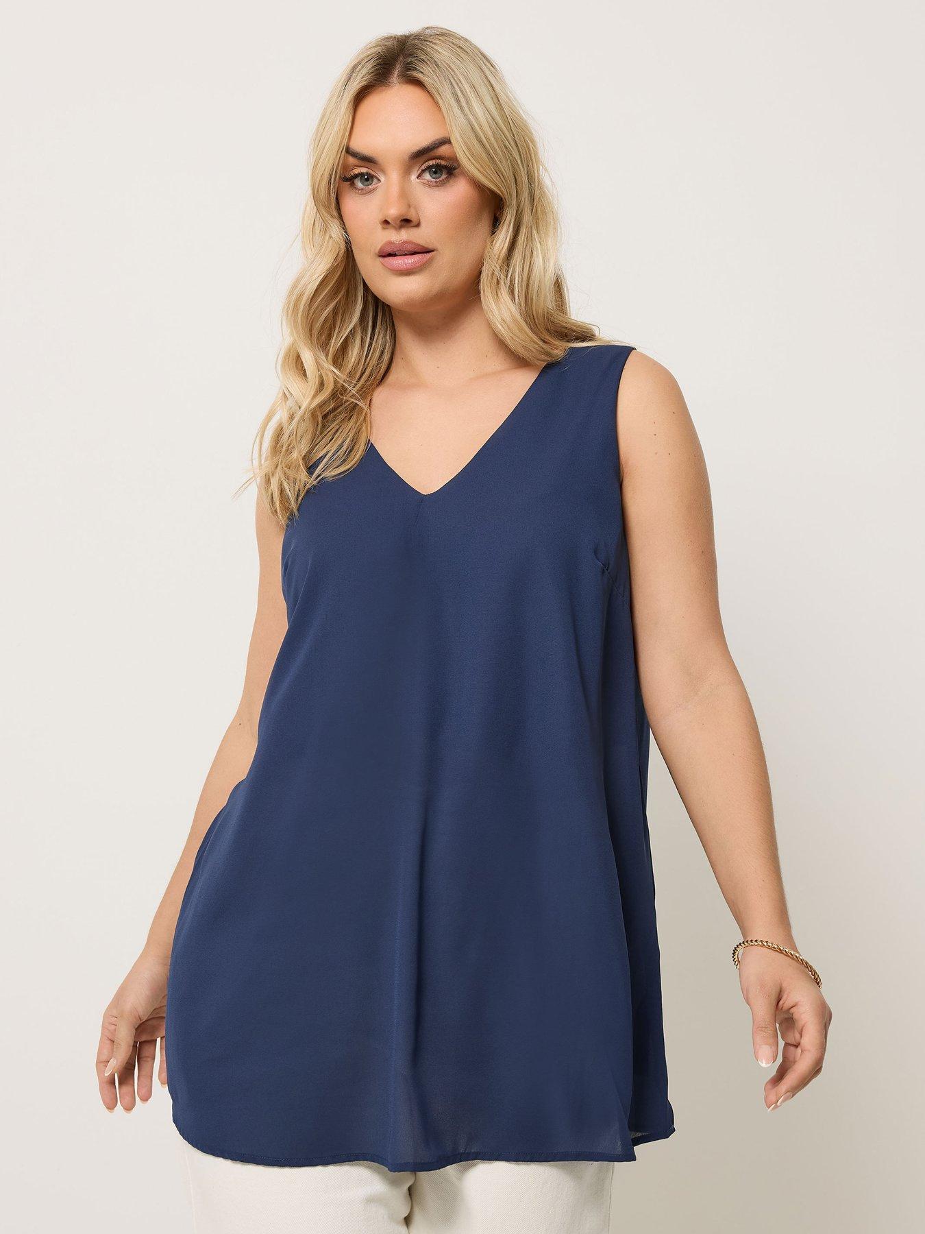 Yours Curve Swiss Moss Vest Top - Black