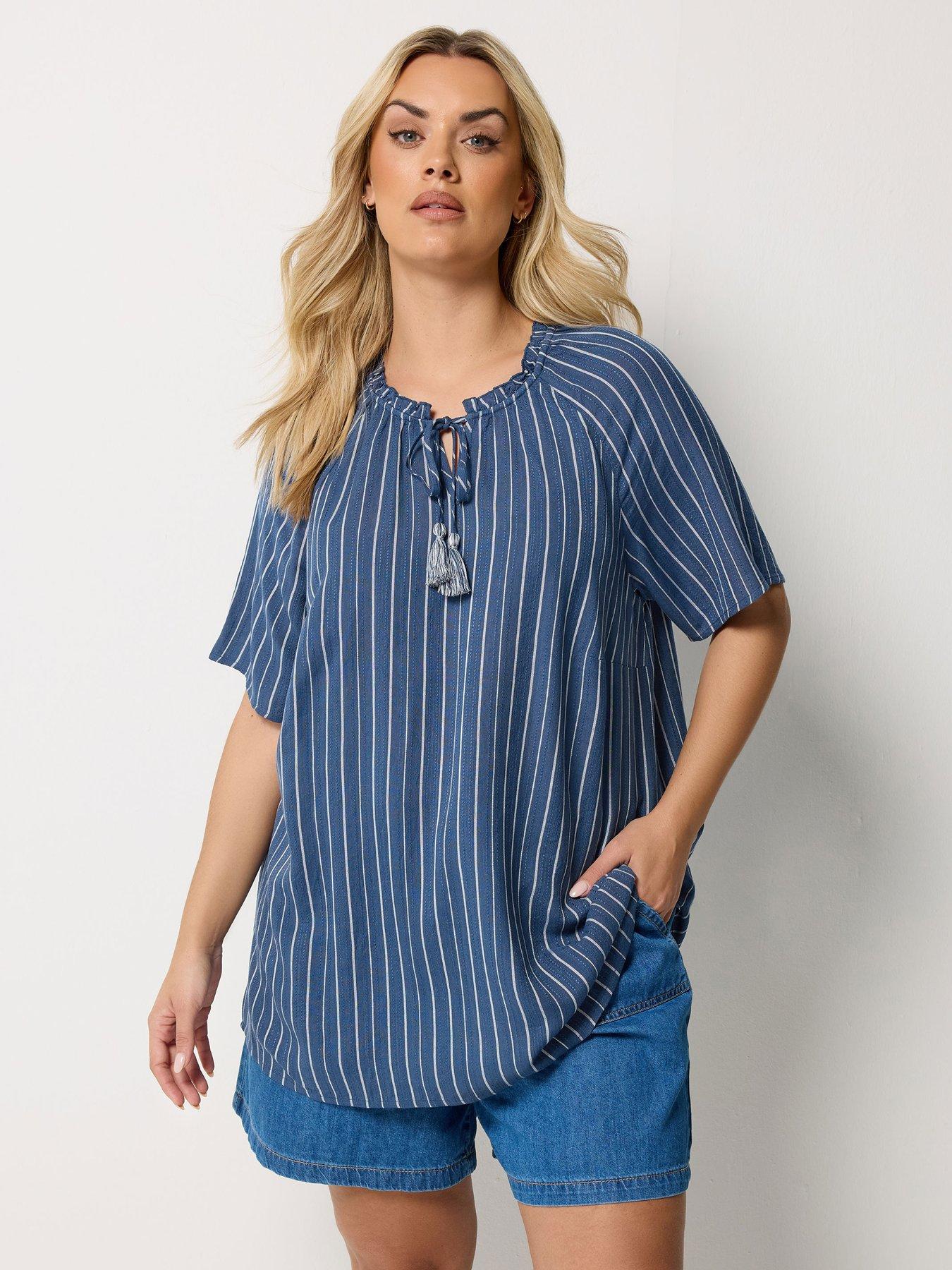 Image 1 of 4 of Yours Curve Notchneck Embroidered Blouse - Black
