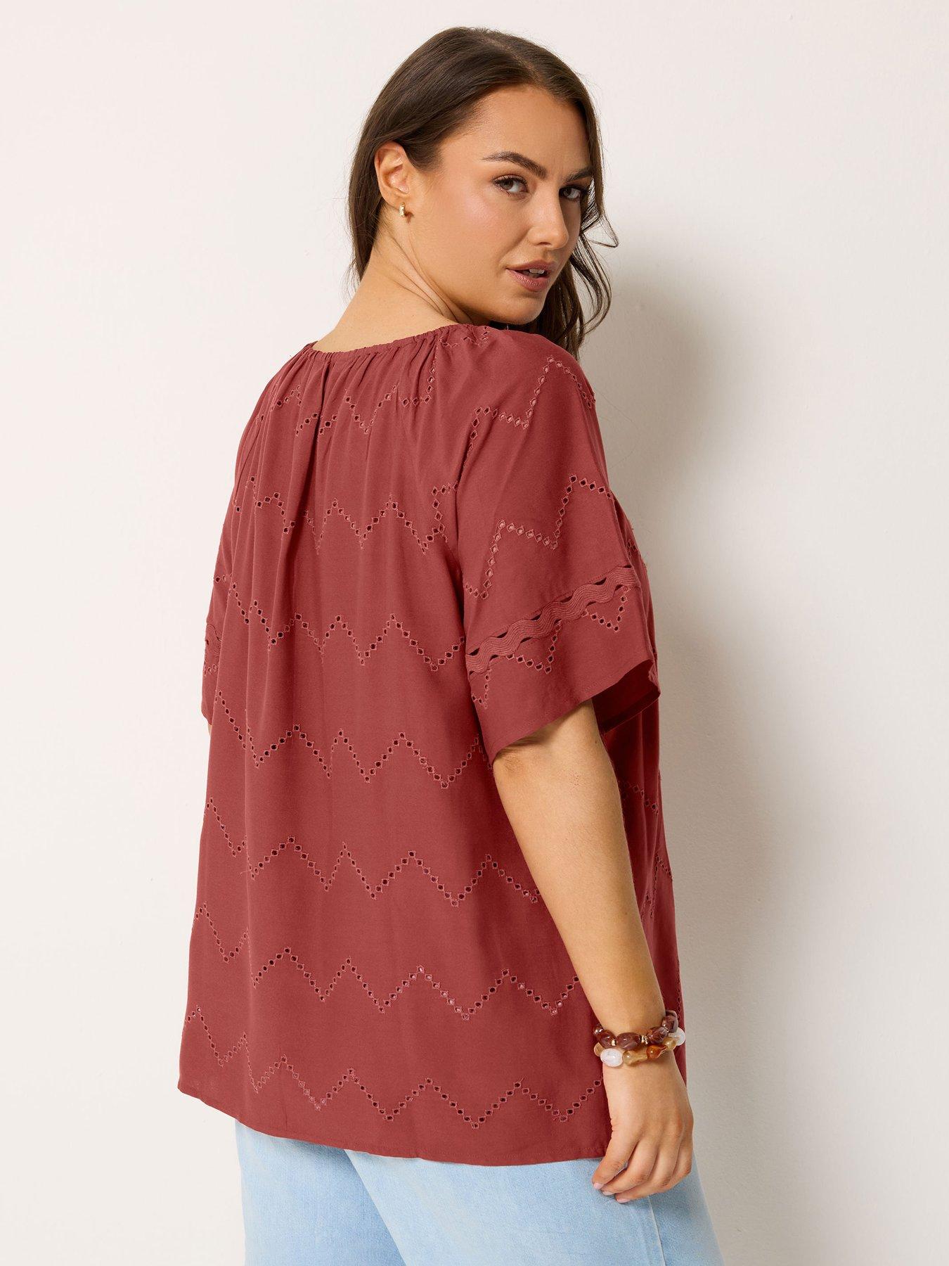 Image 2 of 5 of Yours Curve Broderie Scallop Blouse