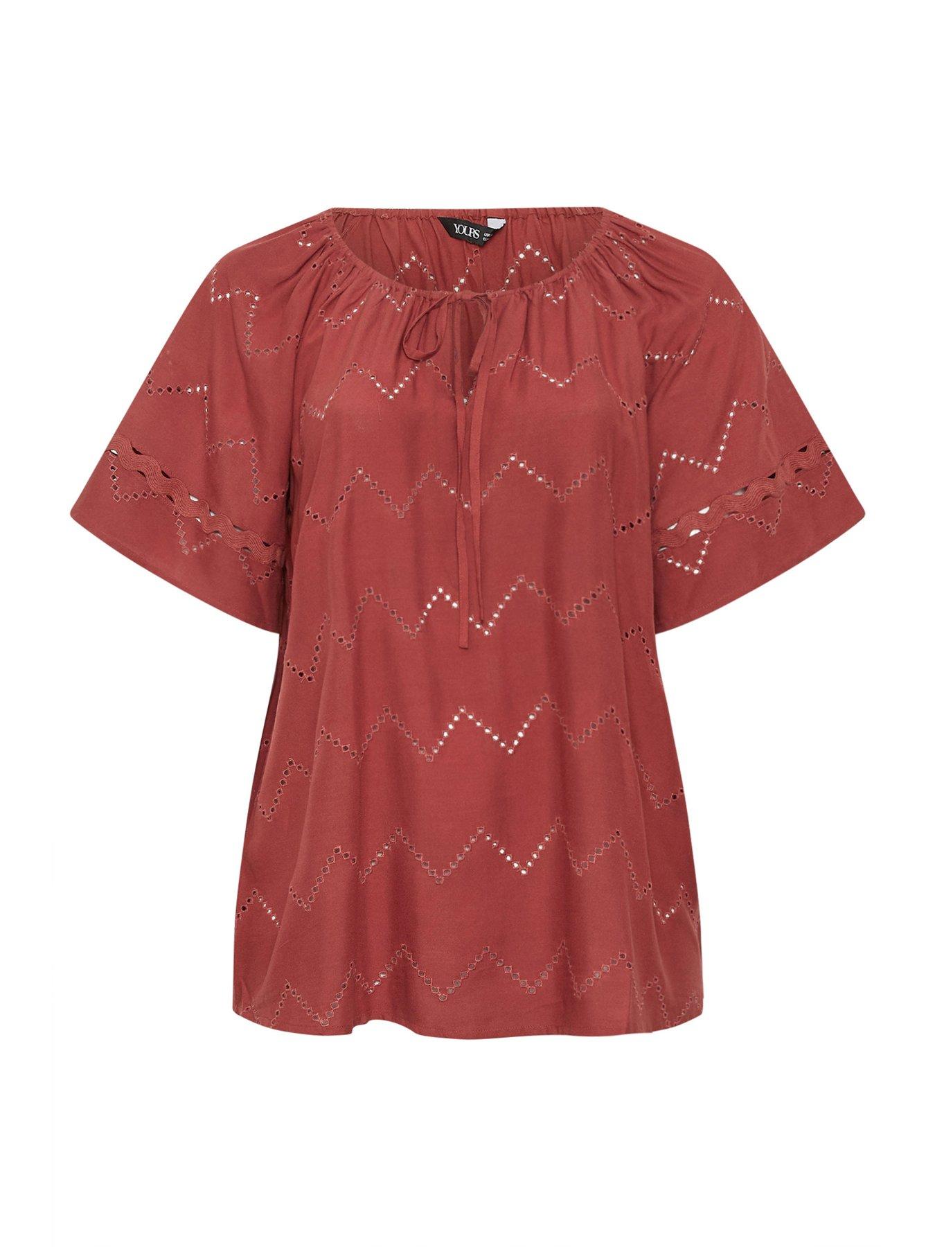 Image 5 of 5 of Yours Curve Broderie Scallop Blouse