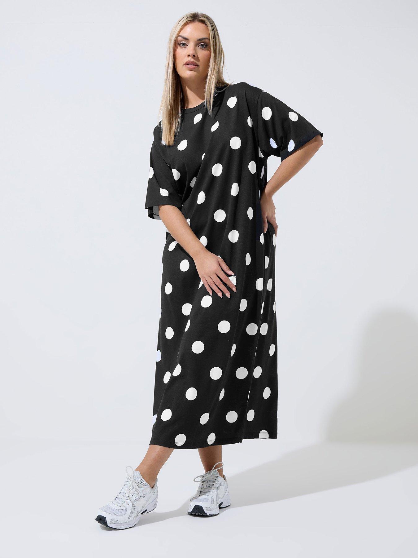Image 1 of 5 of Yours Curve Polka Dot Maxi Dress