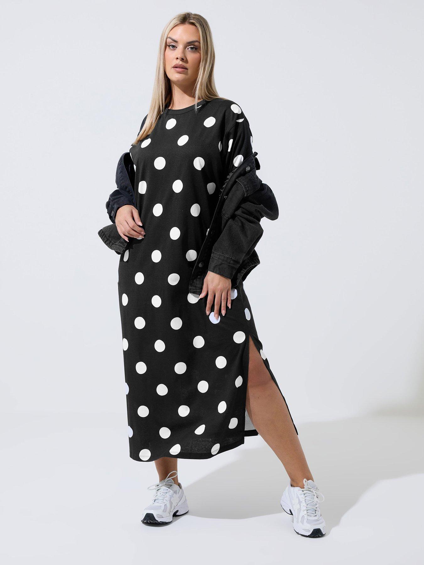 Image 2 of 5 of Yours Curve Polka Dot Maxi Dress