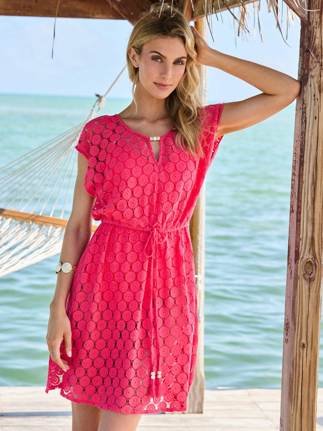 sosandar-crochet-bead-detail-tie-waist-beach-dress-coral