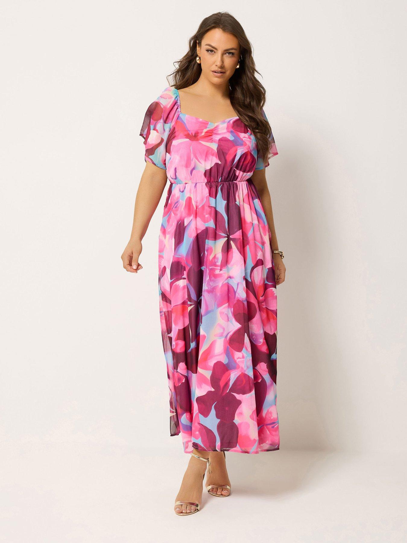 Yours Curve Floral Angel Sleeve Dress