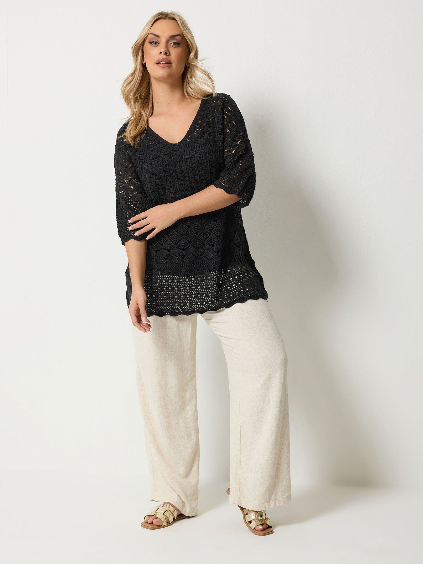  image of yours-curve-crochet-tunic-jumper-black