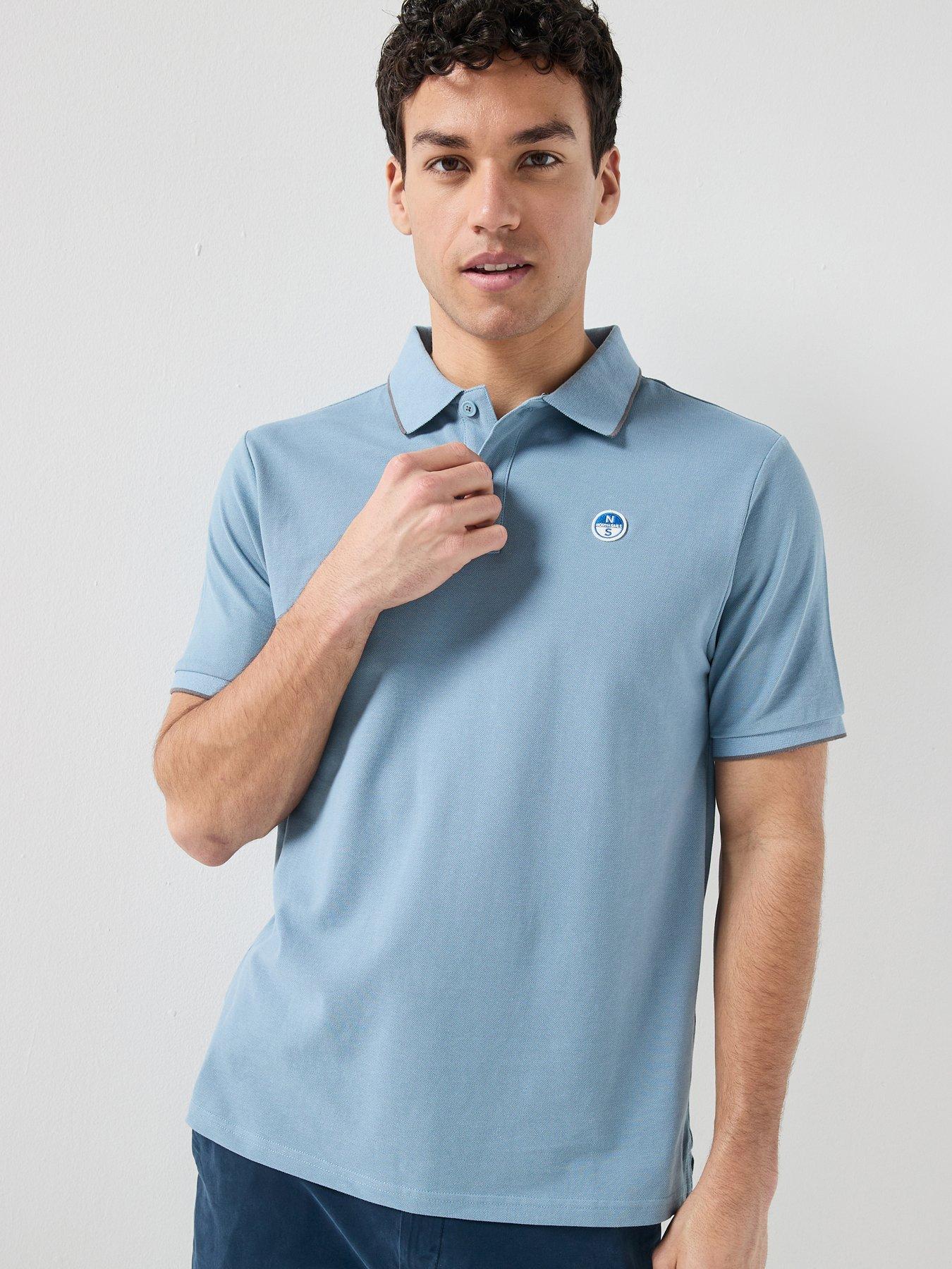 North Sails Tipped Collar Short Sleeve Polo Shirt - Blue