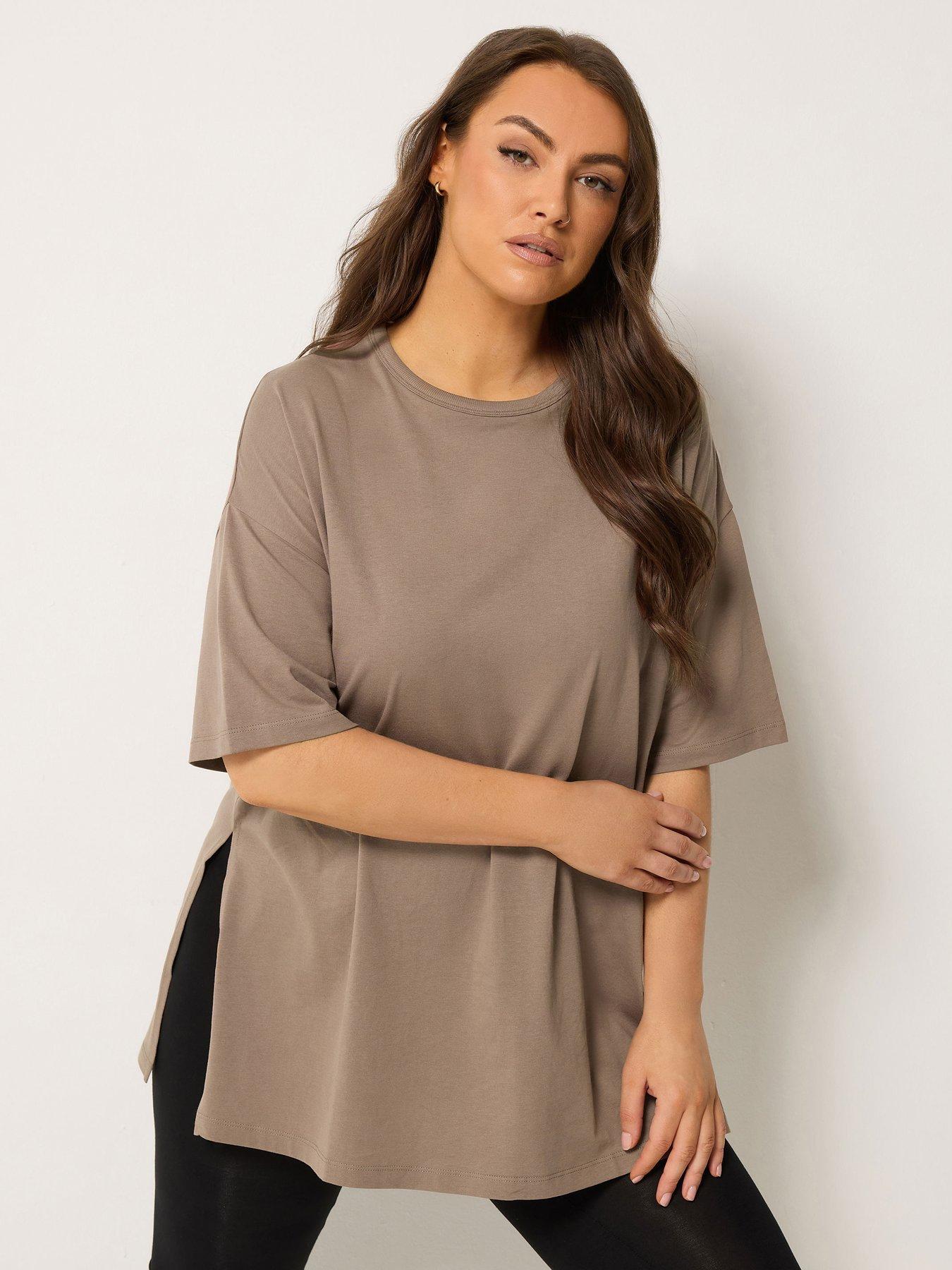 Image 1 of 5 of Yours Curve Relaxed Side Split Longline T-shirt