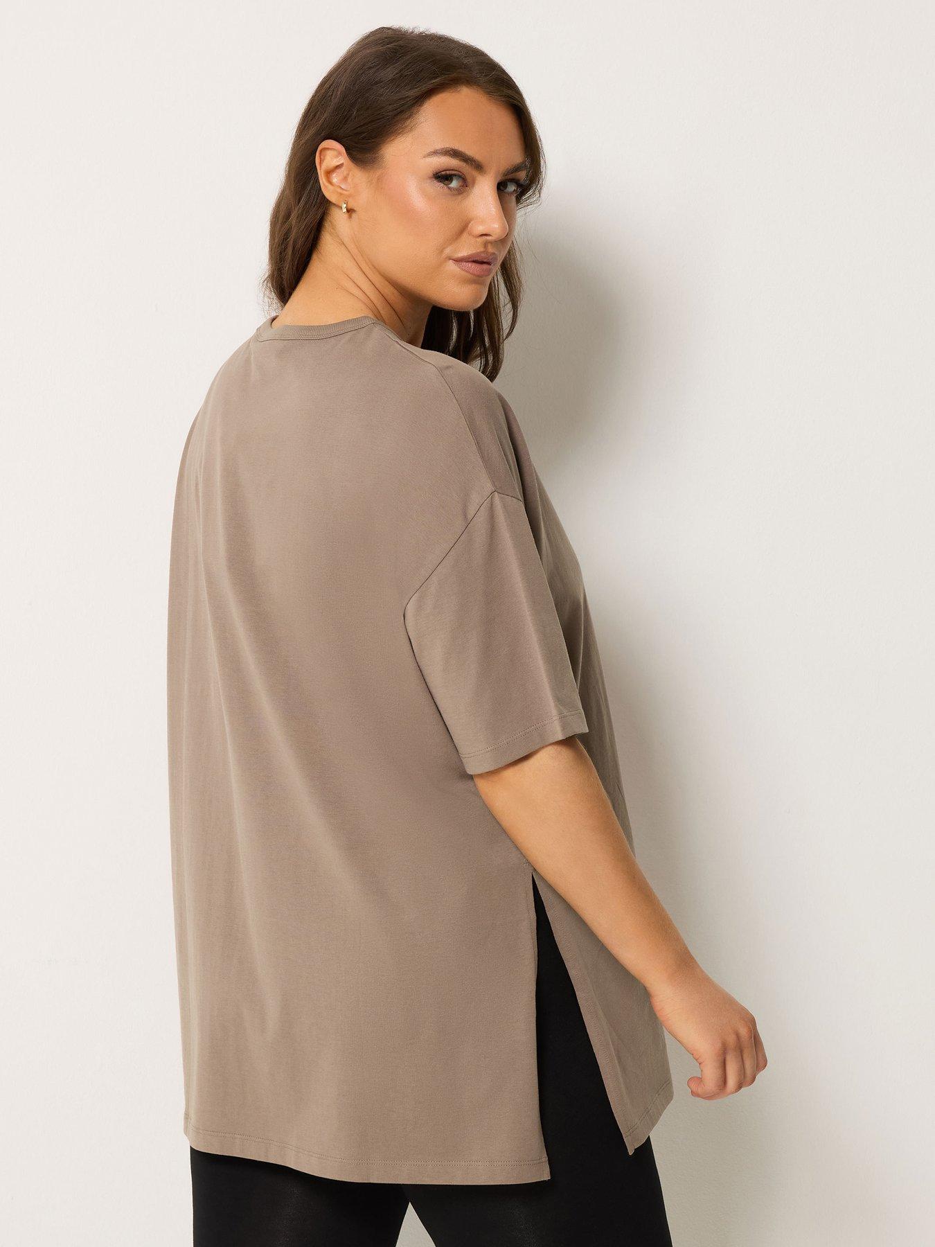 Image 2 of 5 of Yours Curve Relaxed Side Split Longline T-shirt