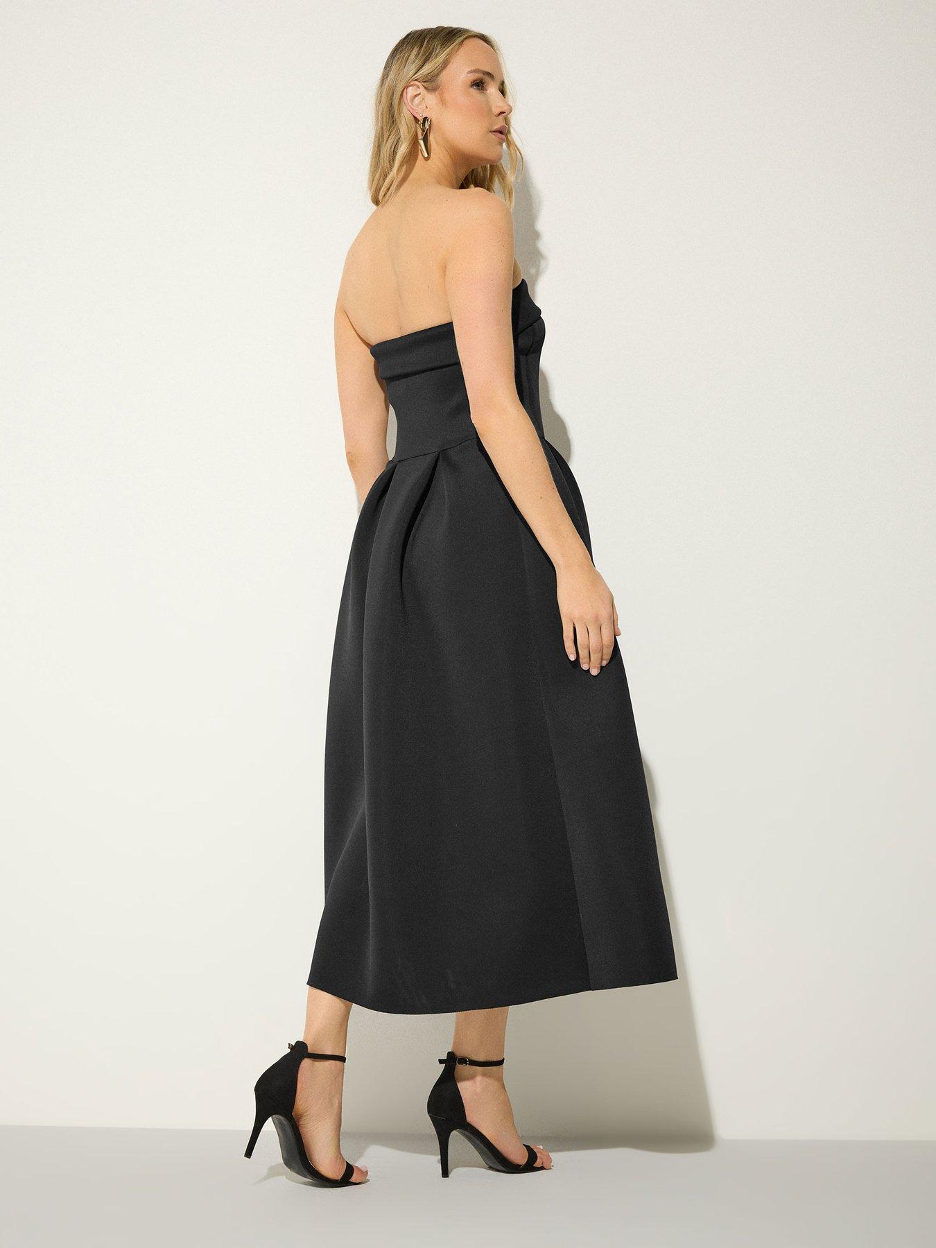 Image 2 of 5 of Long Tall Sally Pleat Bardot Dress - Black