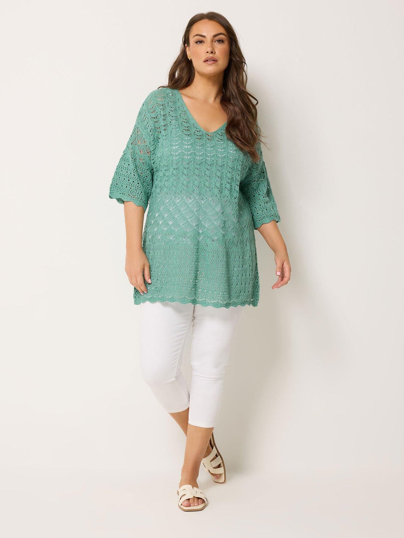  image of yours-curve-crochet-tunic-jumper-blue